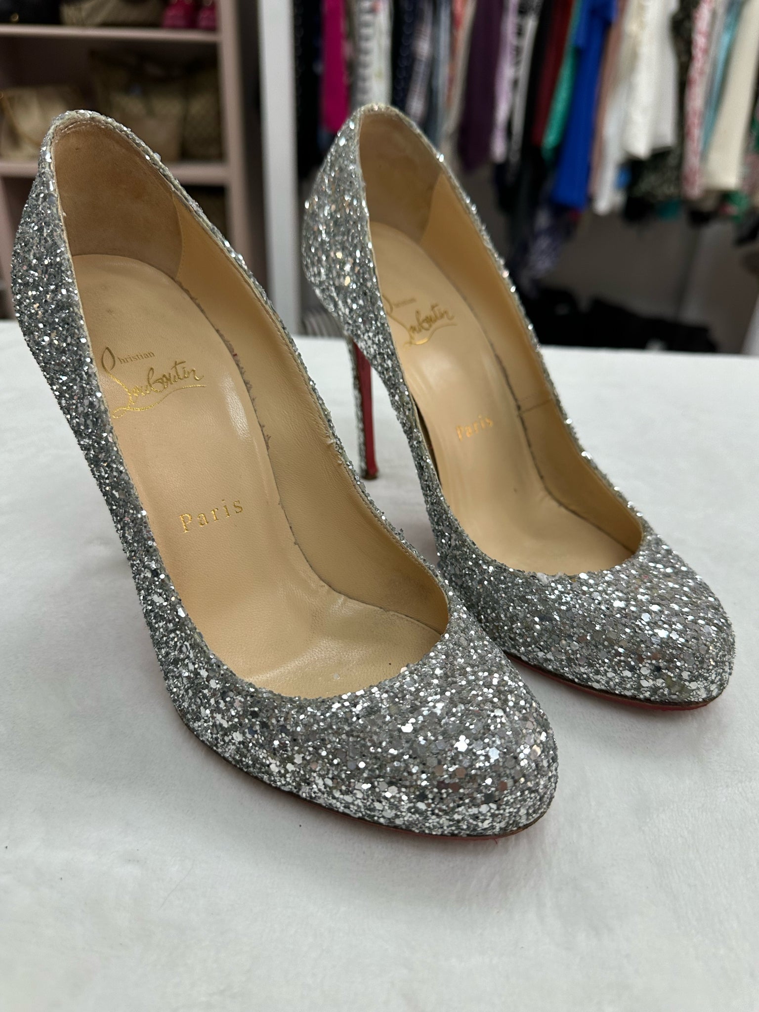 Louboutin sequin heels hotsell