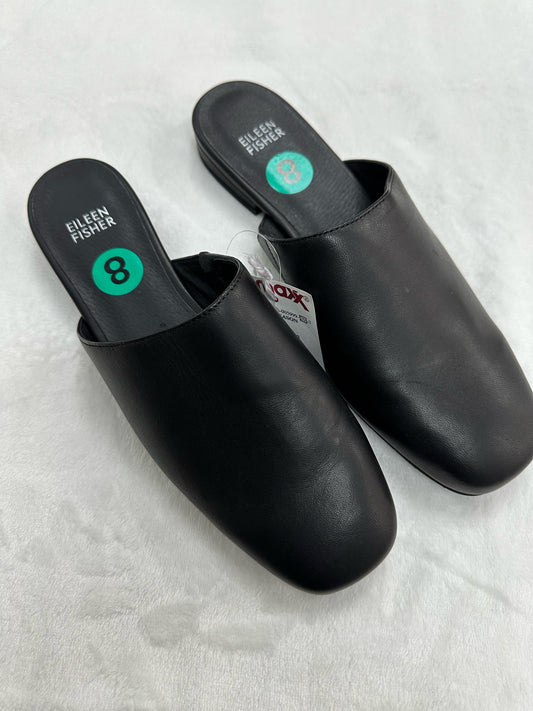 Eileen Fisher Black Leather Mules