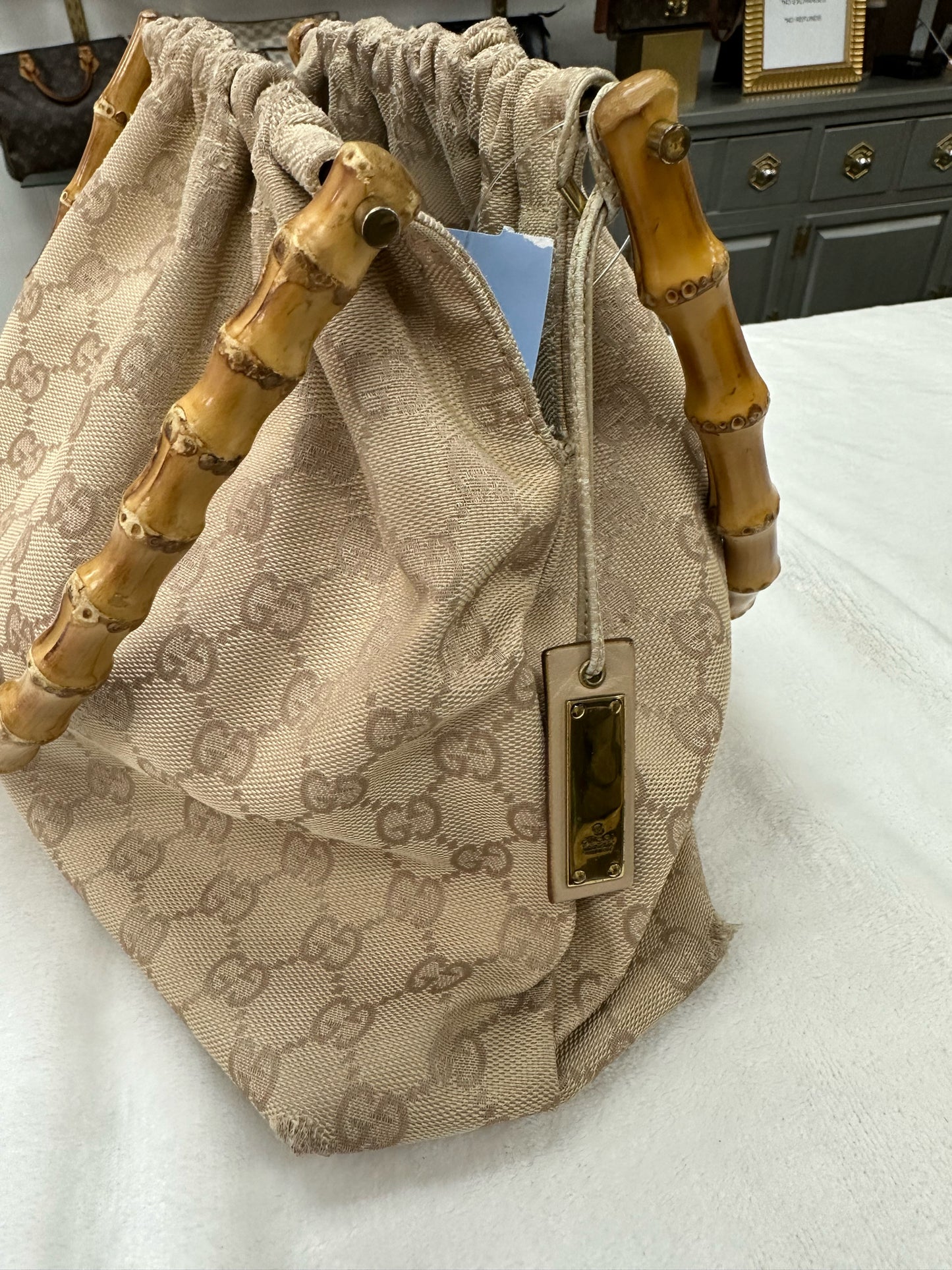 GUCCI Bamboo Canvas Bag *corners*