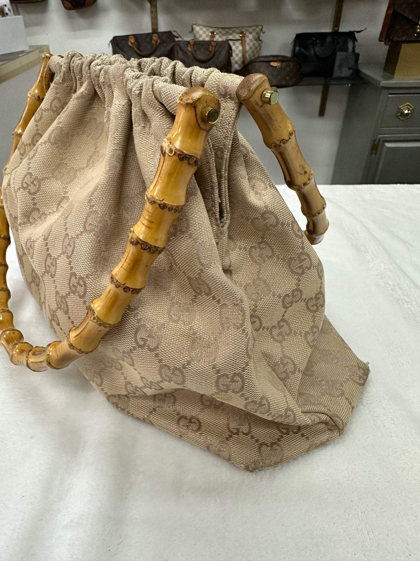 GUCCI Bamboo Canvas Bag *corners*