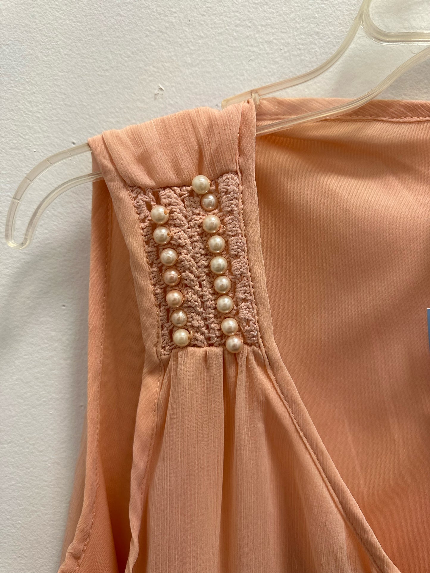 JW Peach Blouse w/ Pearl Design and Tassles