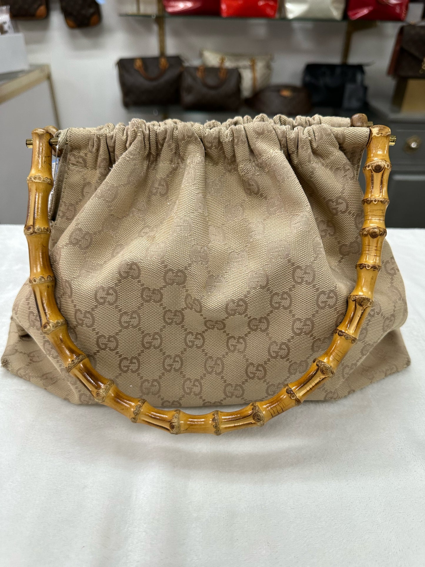 GUCCI Bamboo Canvas Bag *corners*