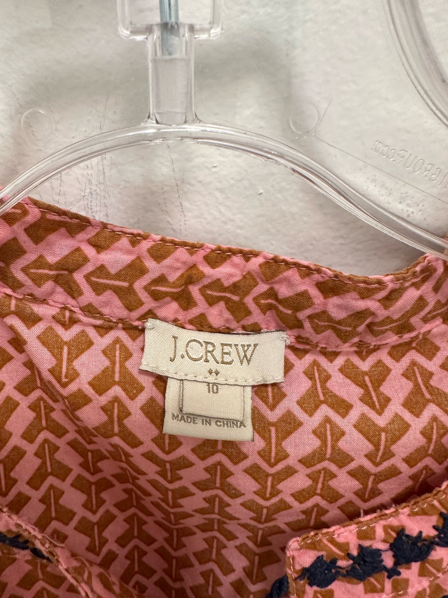 J. Crew Pink Tank w/ Brown and Blue Designs and Tassles