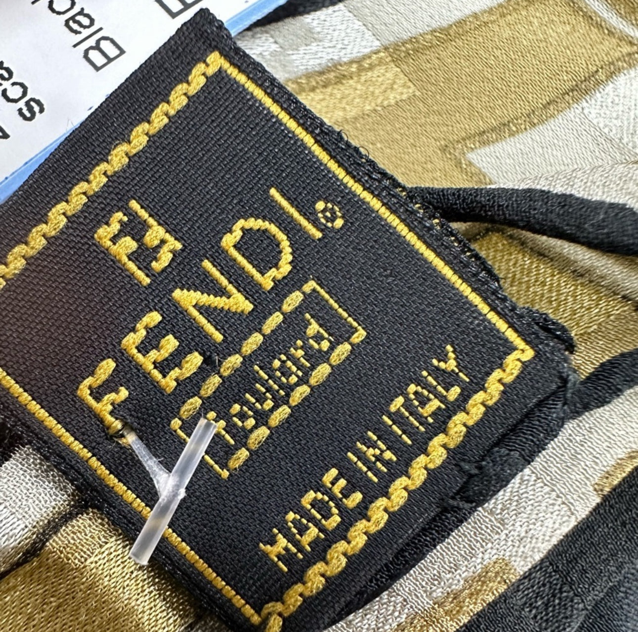 Fendi Black and Gold Silk Scarf