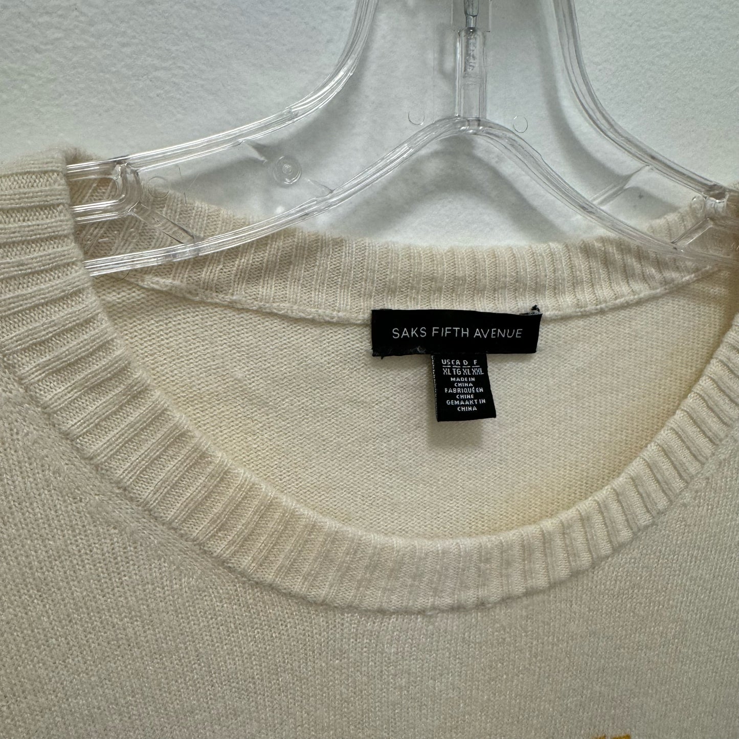 Sake Fifth Avenue Cashmere Wool Blend LOVE Stitched Sweater Womenâ€™s XL