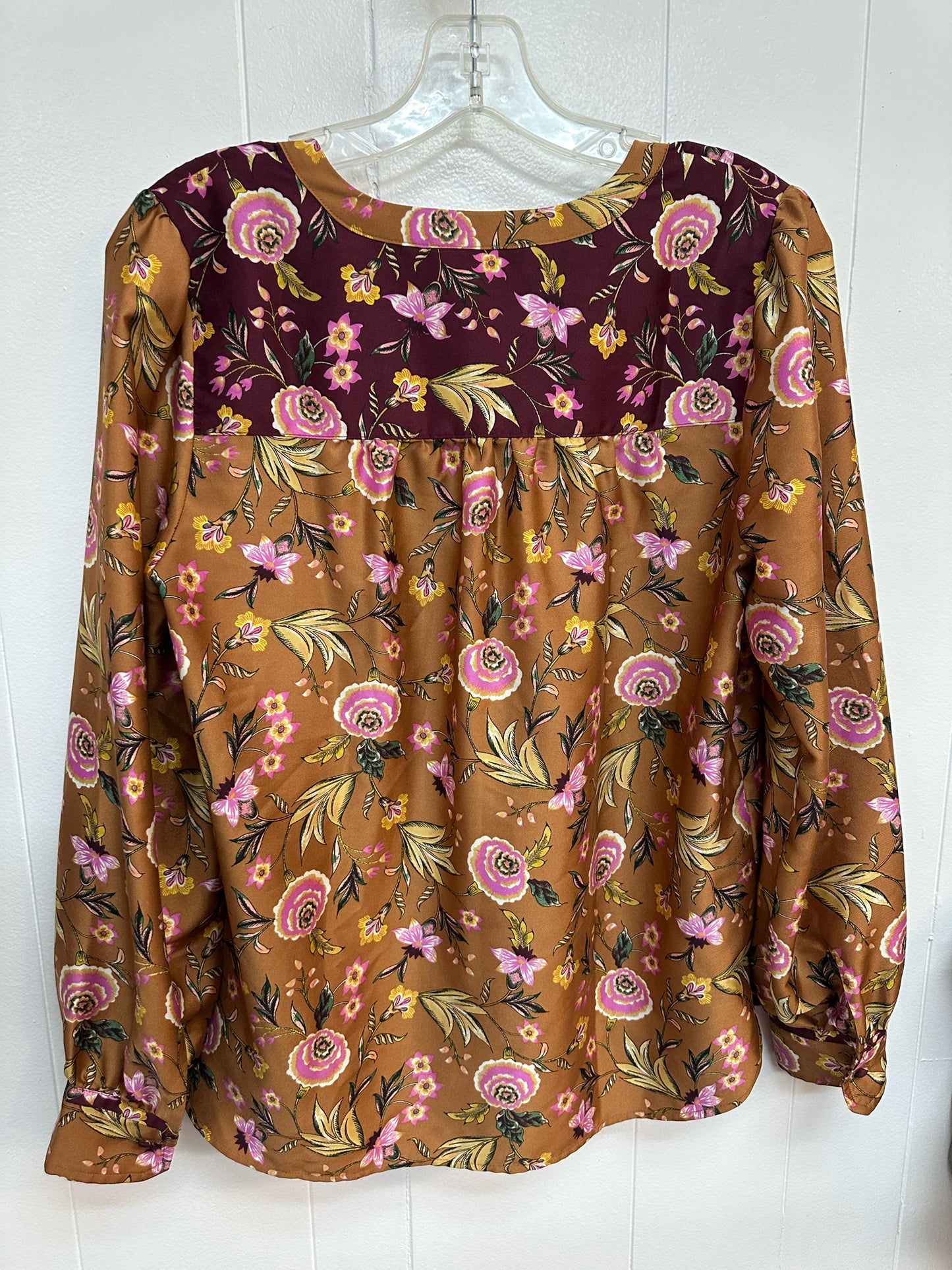 LOFT Brown Floral Long Sleeve