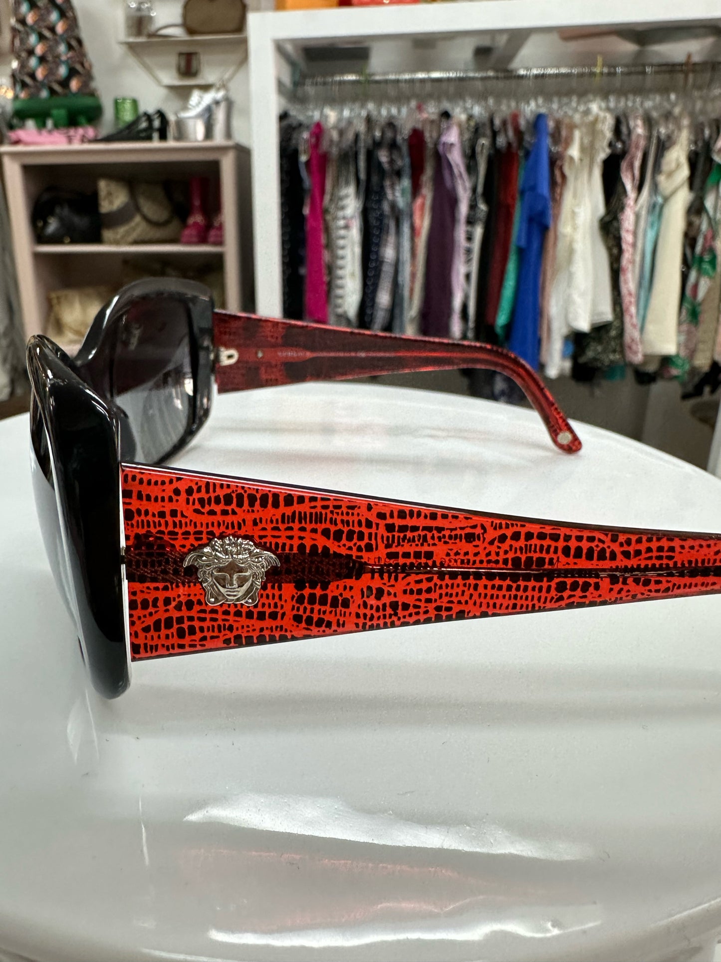 Versace Black Sunglasses With Red Arms