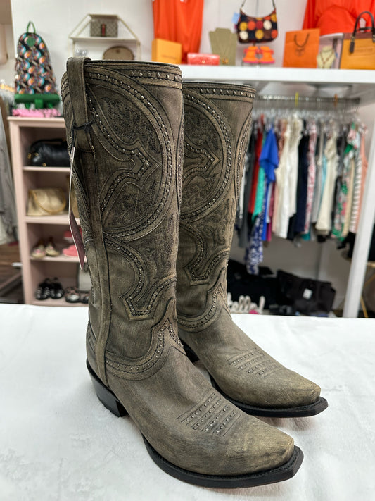 Lucchese Gray Cowboy Boots in Black Distressed Mosaic