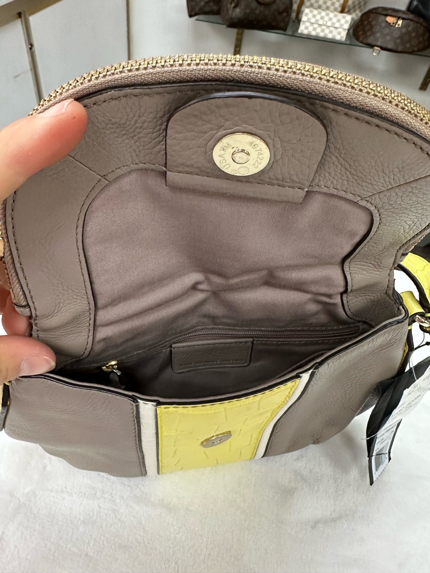 MARC JACOBS Leather Gray Yellow Crossbody NWT