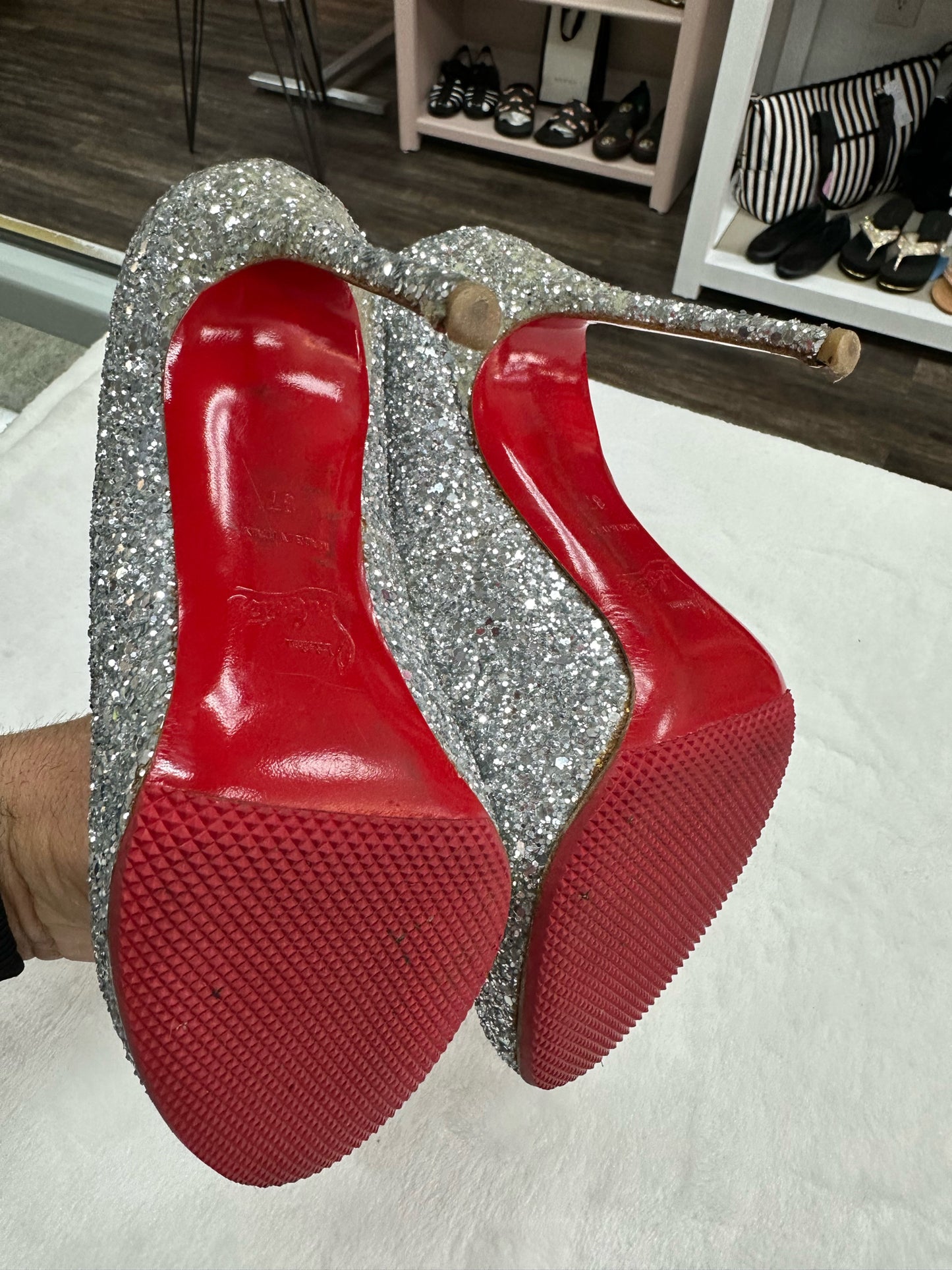 Christian Louboutin Lady Lynch Glitter Heels