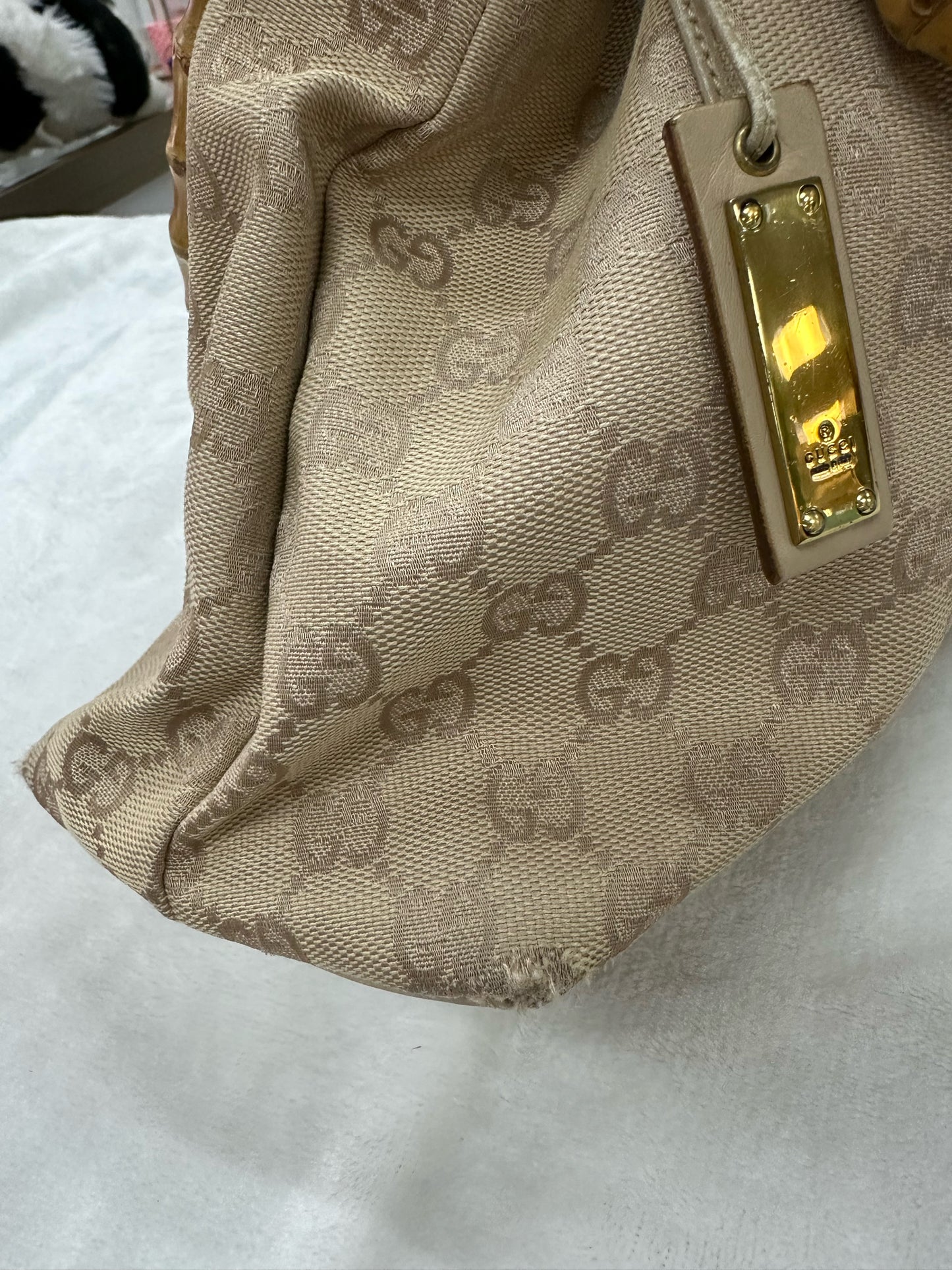 GUCCI Bamboo Canvas Bag *corners*