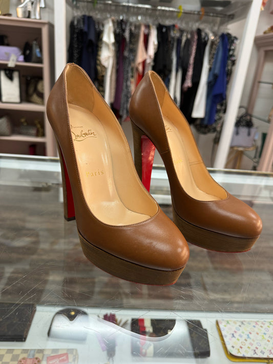 Christian Louboutin Brown Leather Bibi Platform Pumps