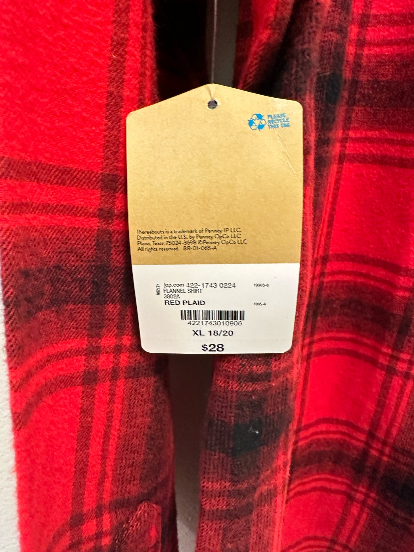 There Abouts Red Plaid Flannel NWT