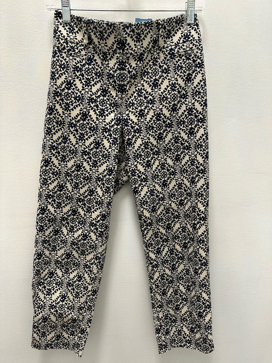 Loft Cream Pants W/ Navy Floral Designs