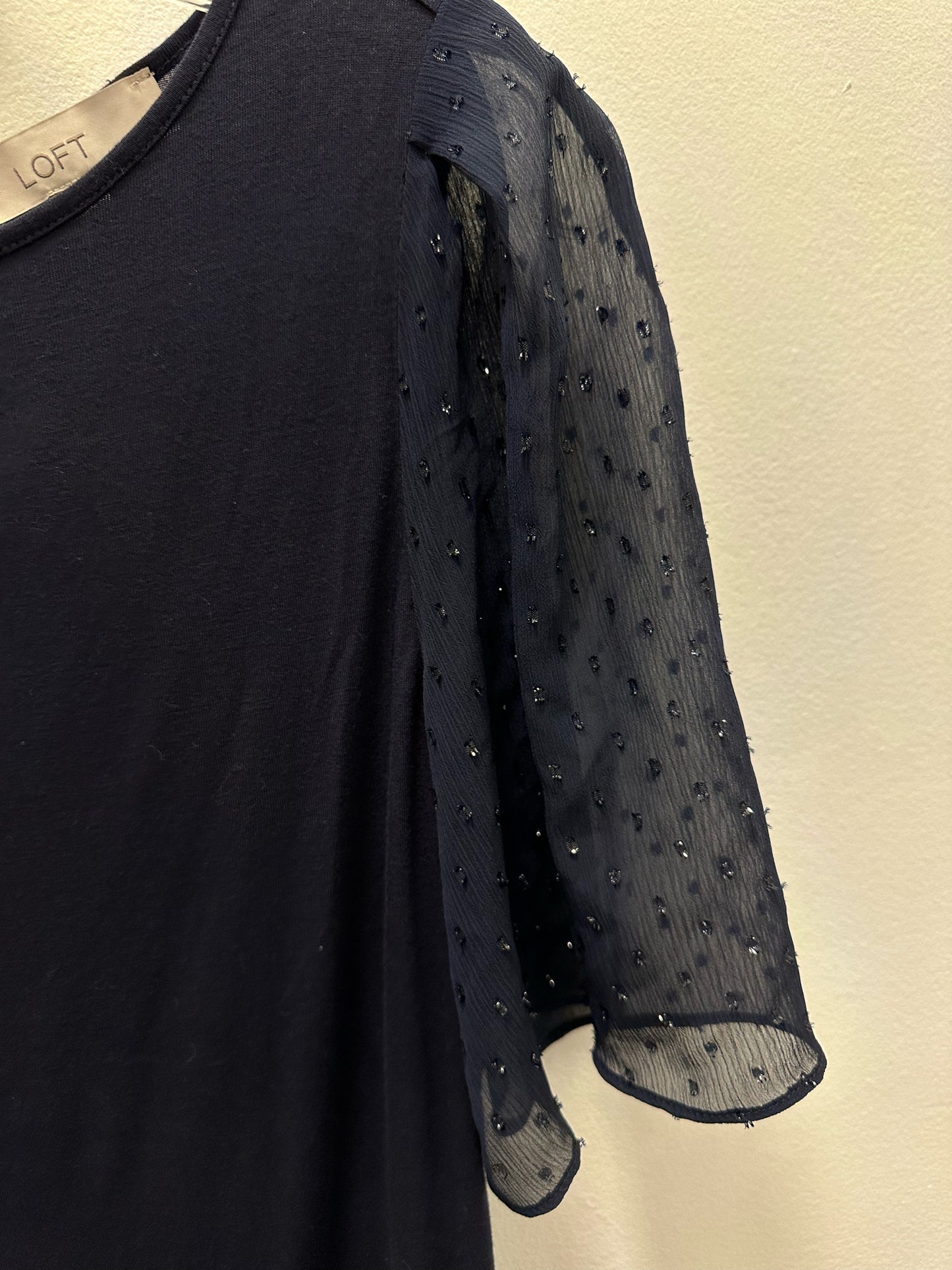 LOFT Navy Sparkle Sleeves