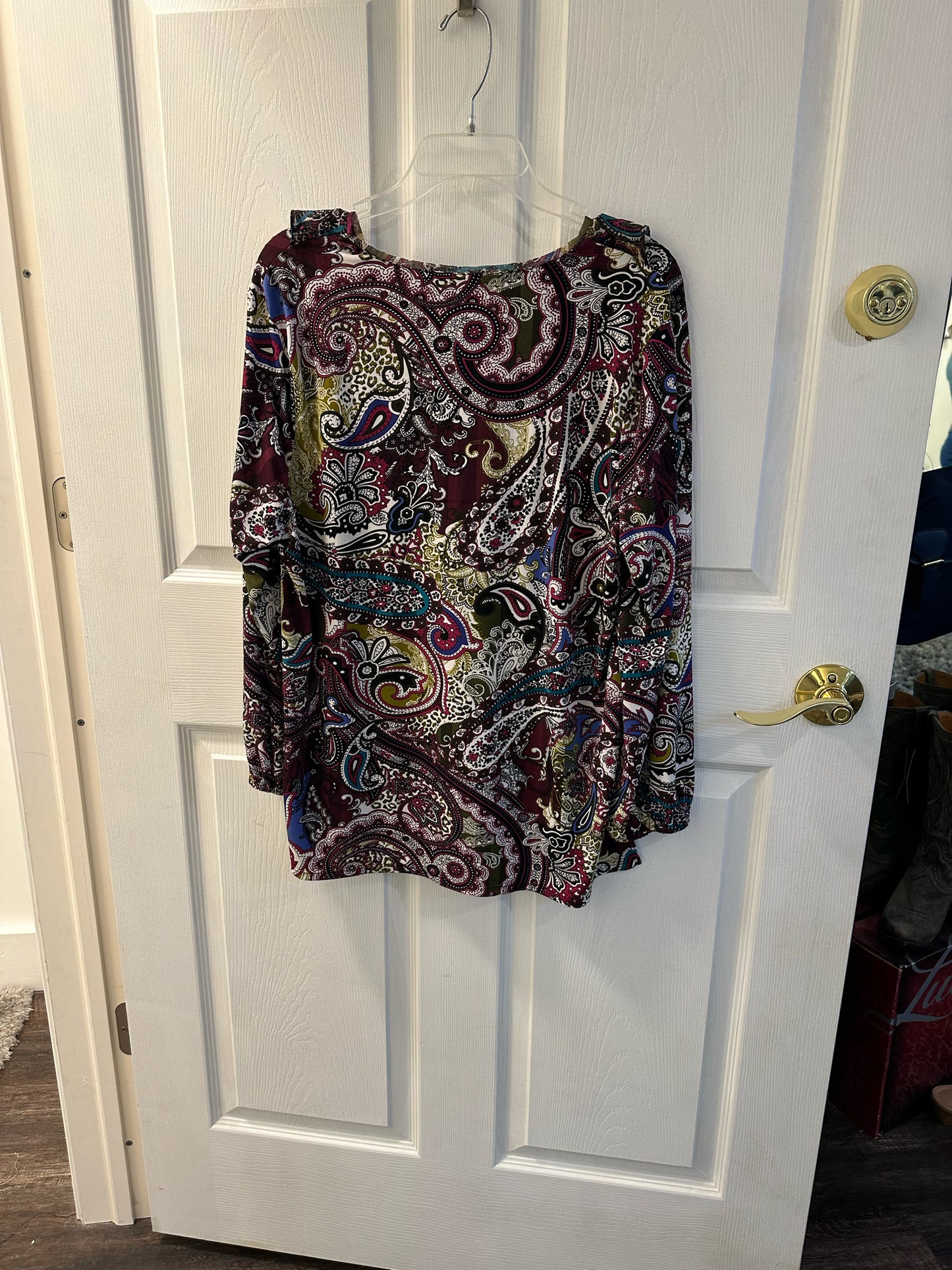 Chicos Floral Multicolored Blouse w/ Ruffled Collar