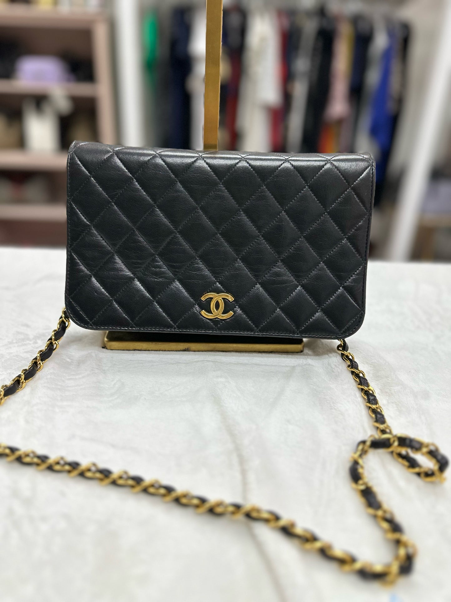 Chanel Black Lambskin Crossbody Wallet On Chain