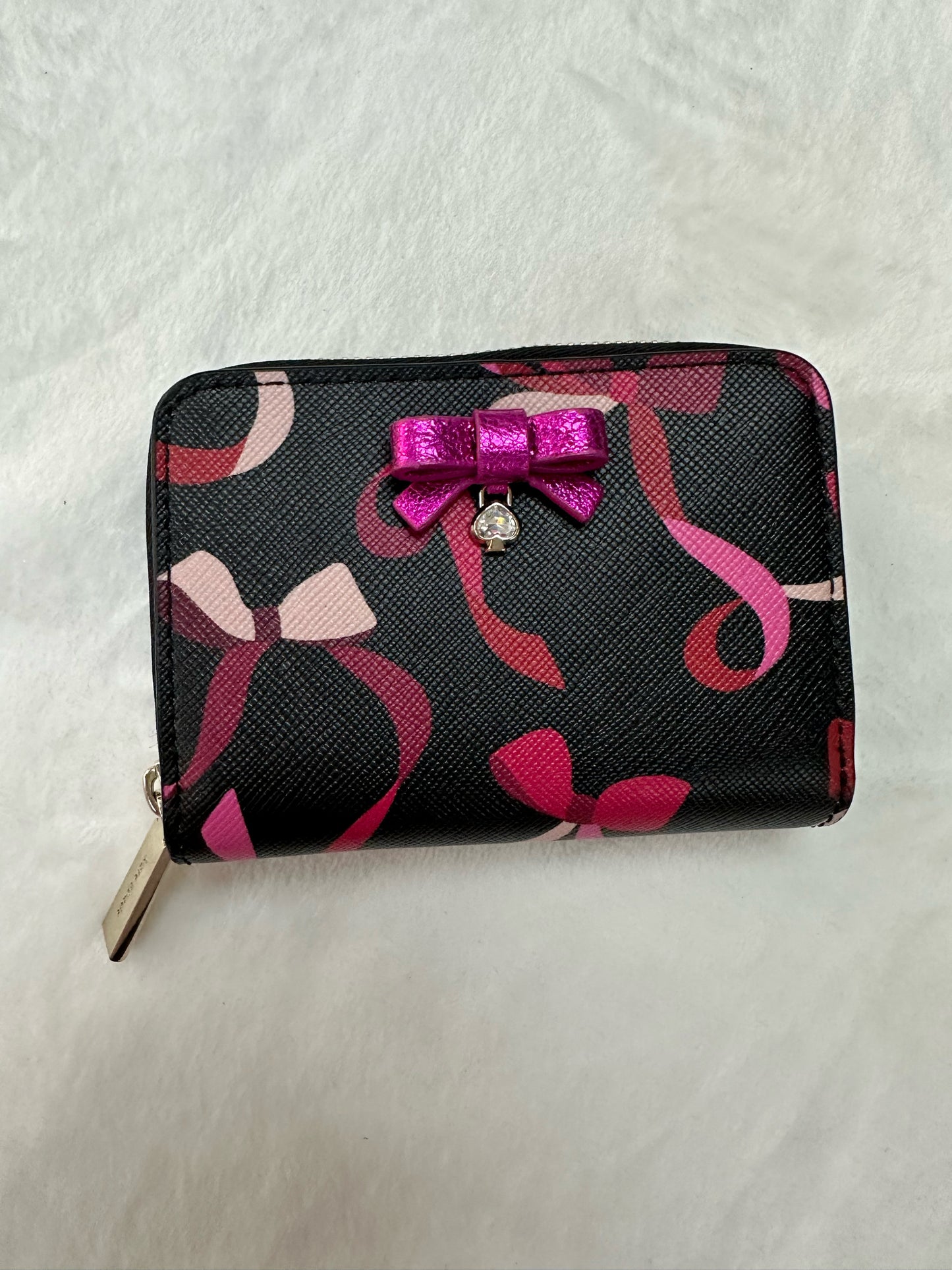 Kate Spade Black Wallet W/Red And Pink Ribbons NWT