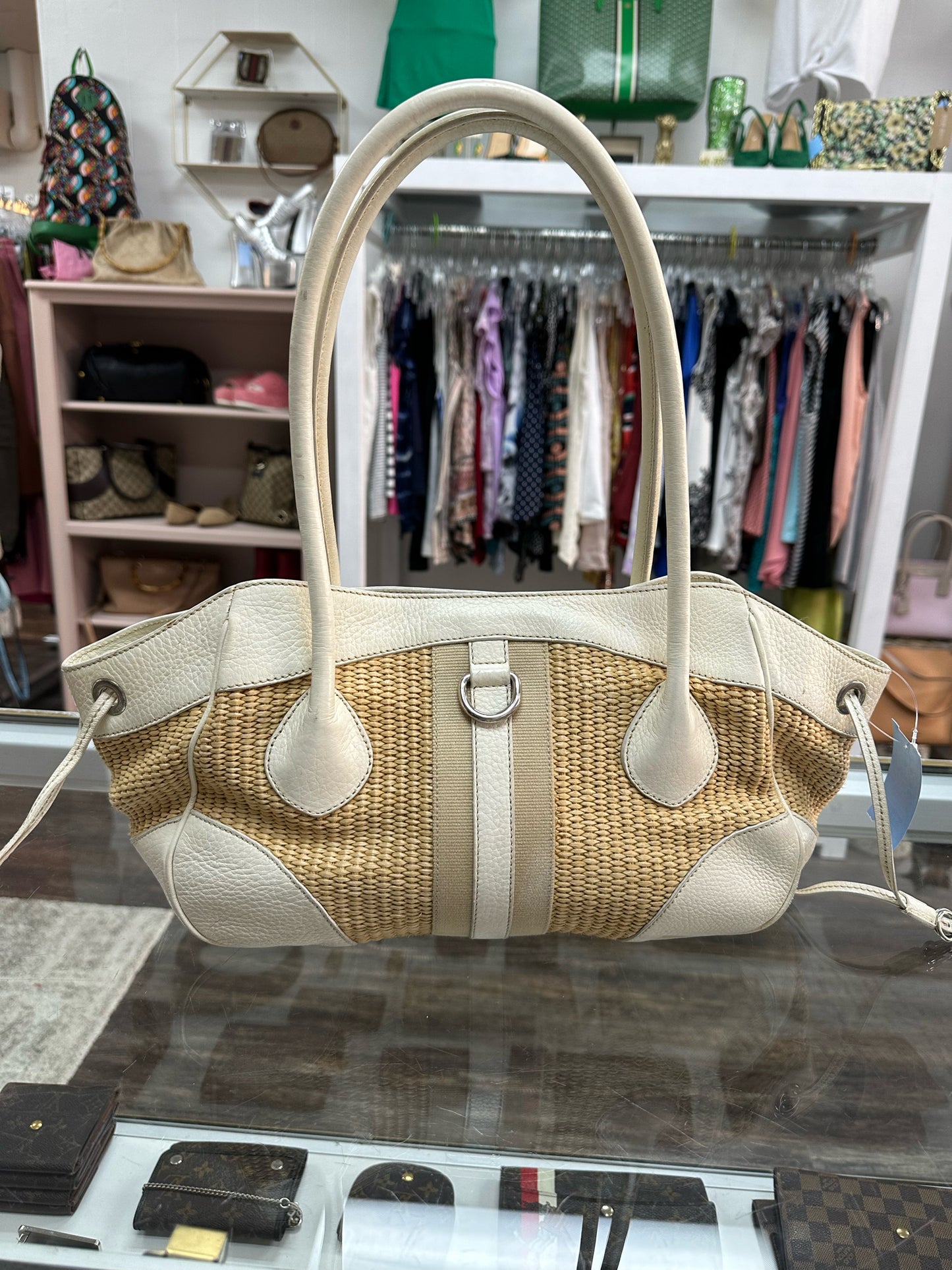 Prada Vitello Daino & Paglia Tote