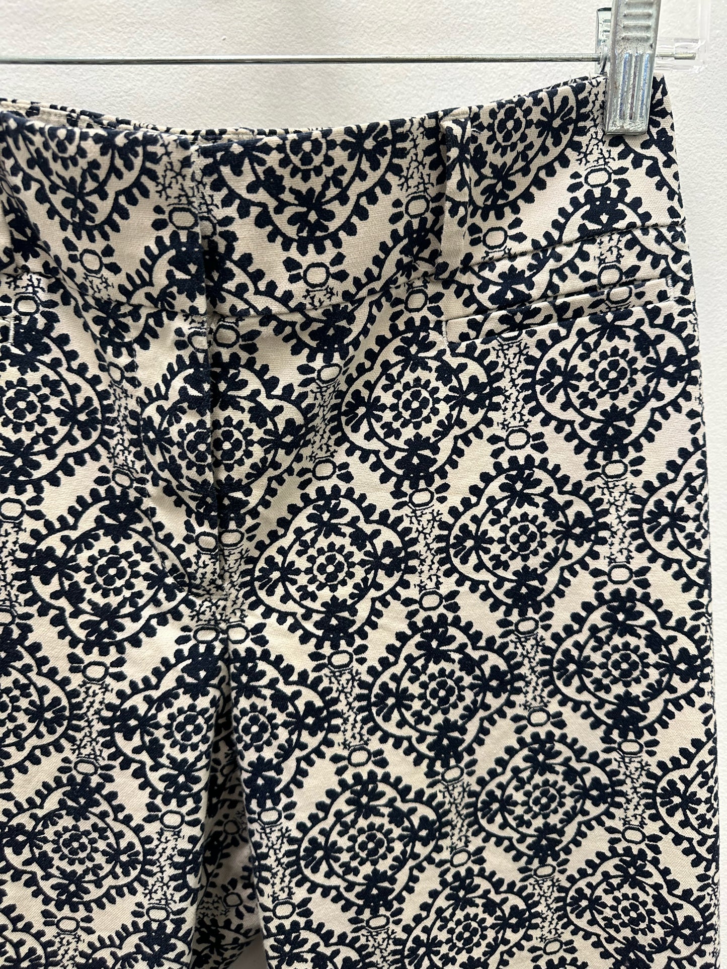 Loft Cream Pants W/ Navy Floral Designs