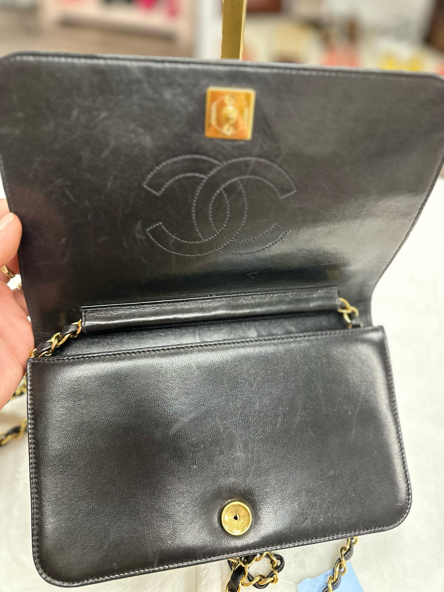 Chanel Black Lambskin Crossbody Wallet On Chain