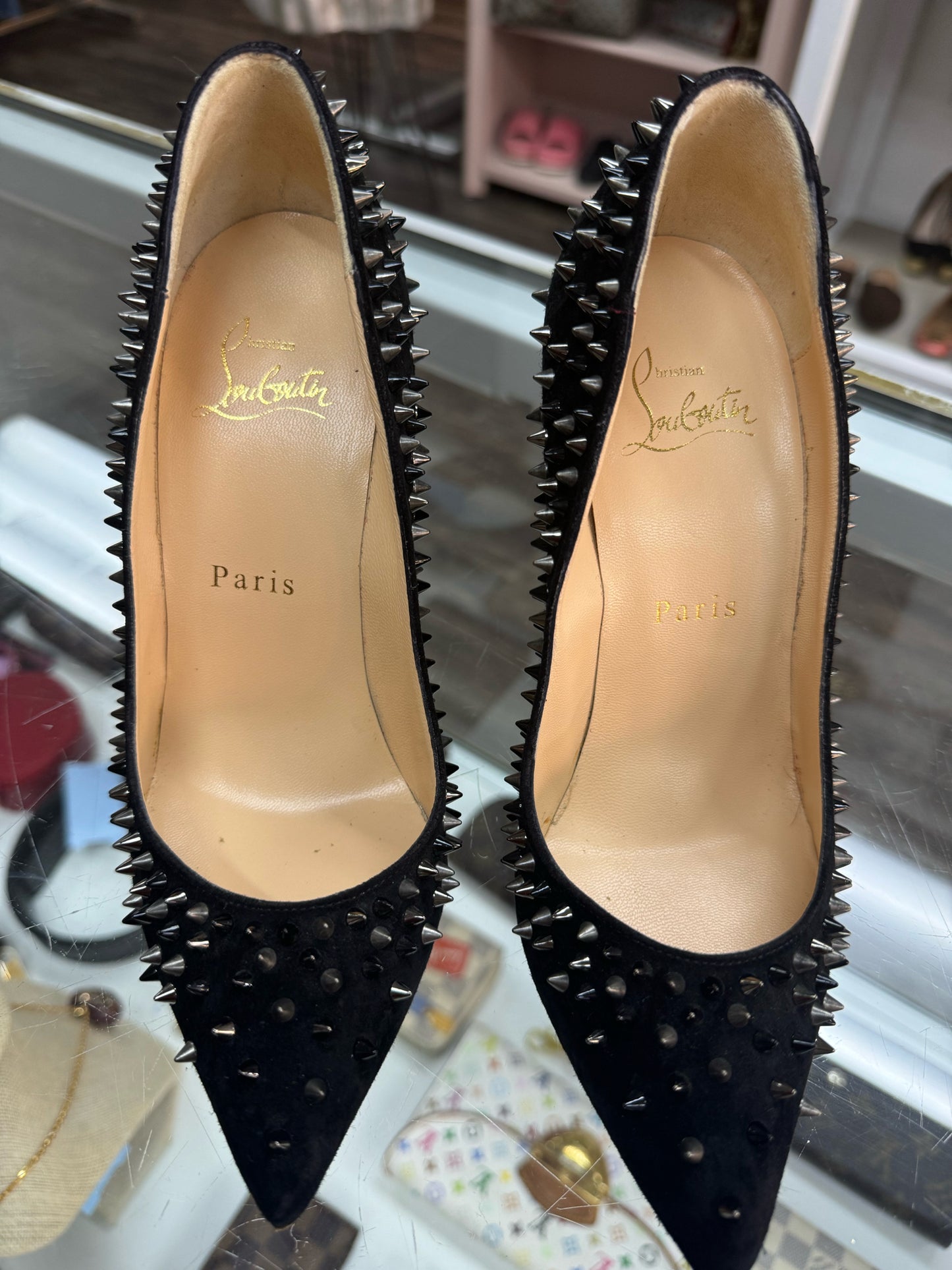 Christian Louboutin Escarpic Suede Spike Heels