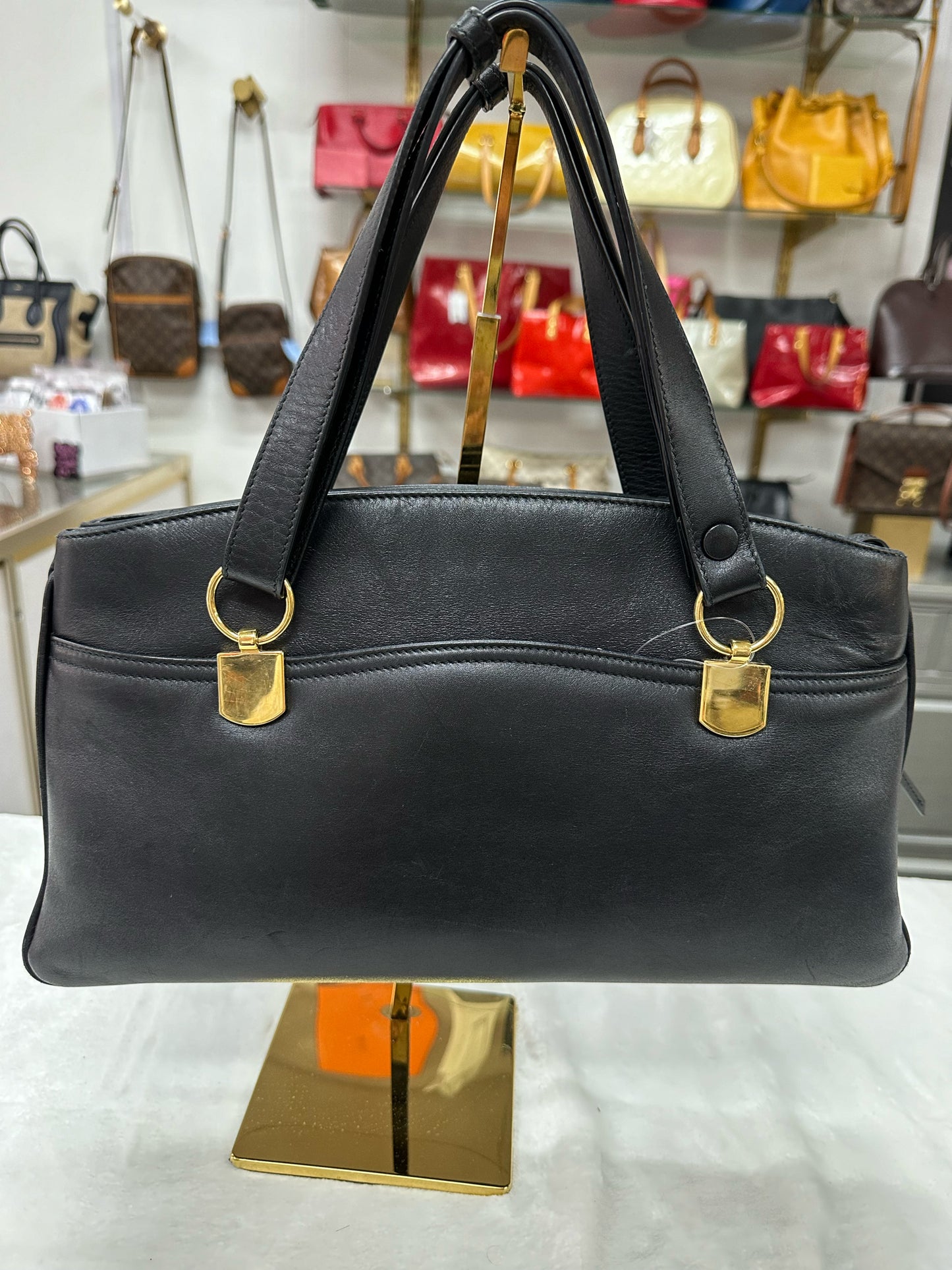 GUCCI Calfskin Arli Adjustable Black Bag