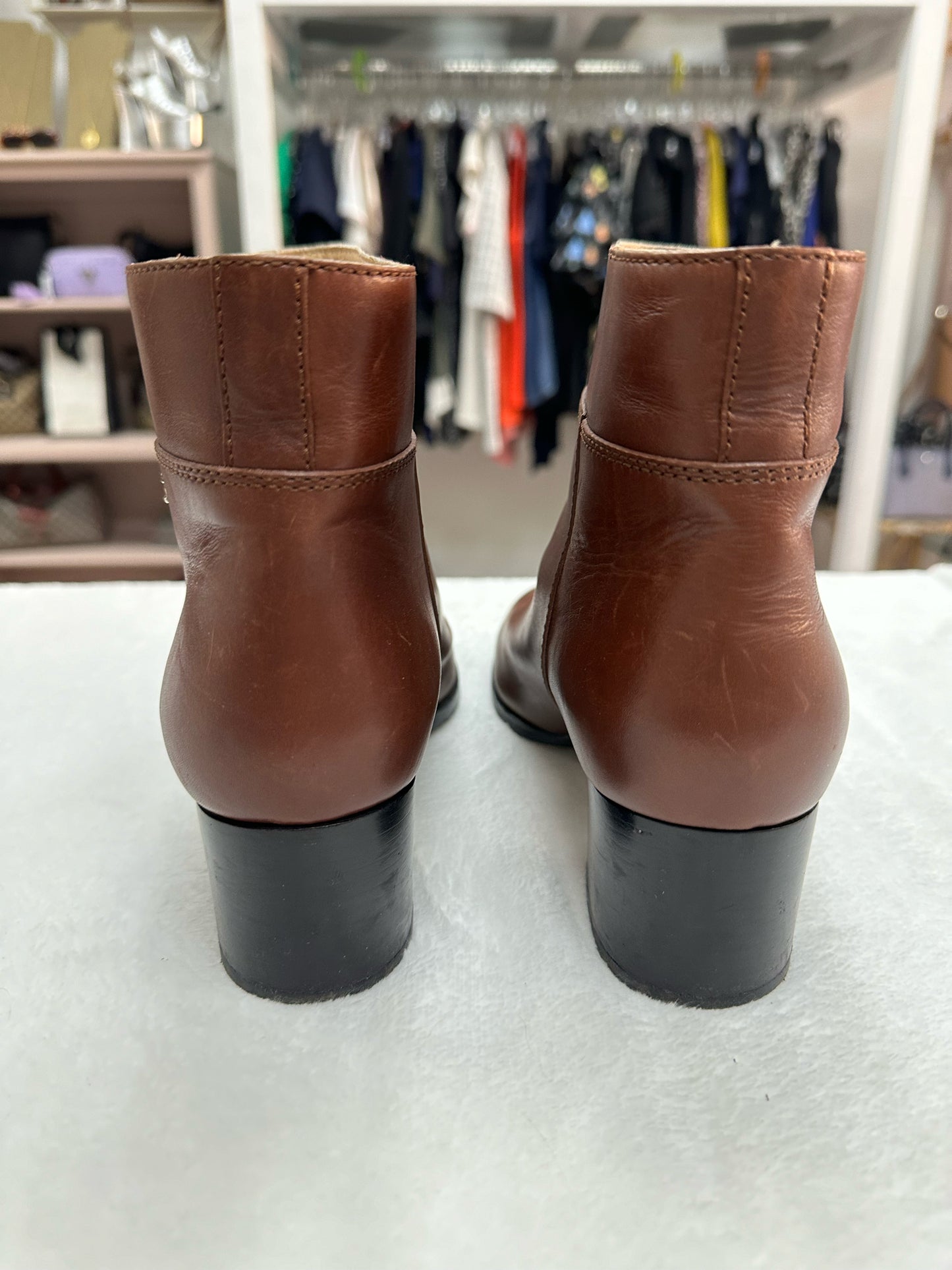 Chanel Brown Calfskin  Ankle Boots