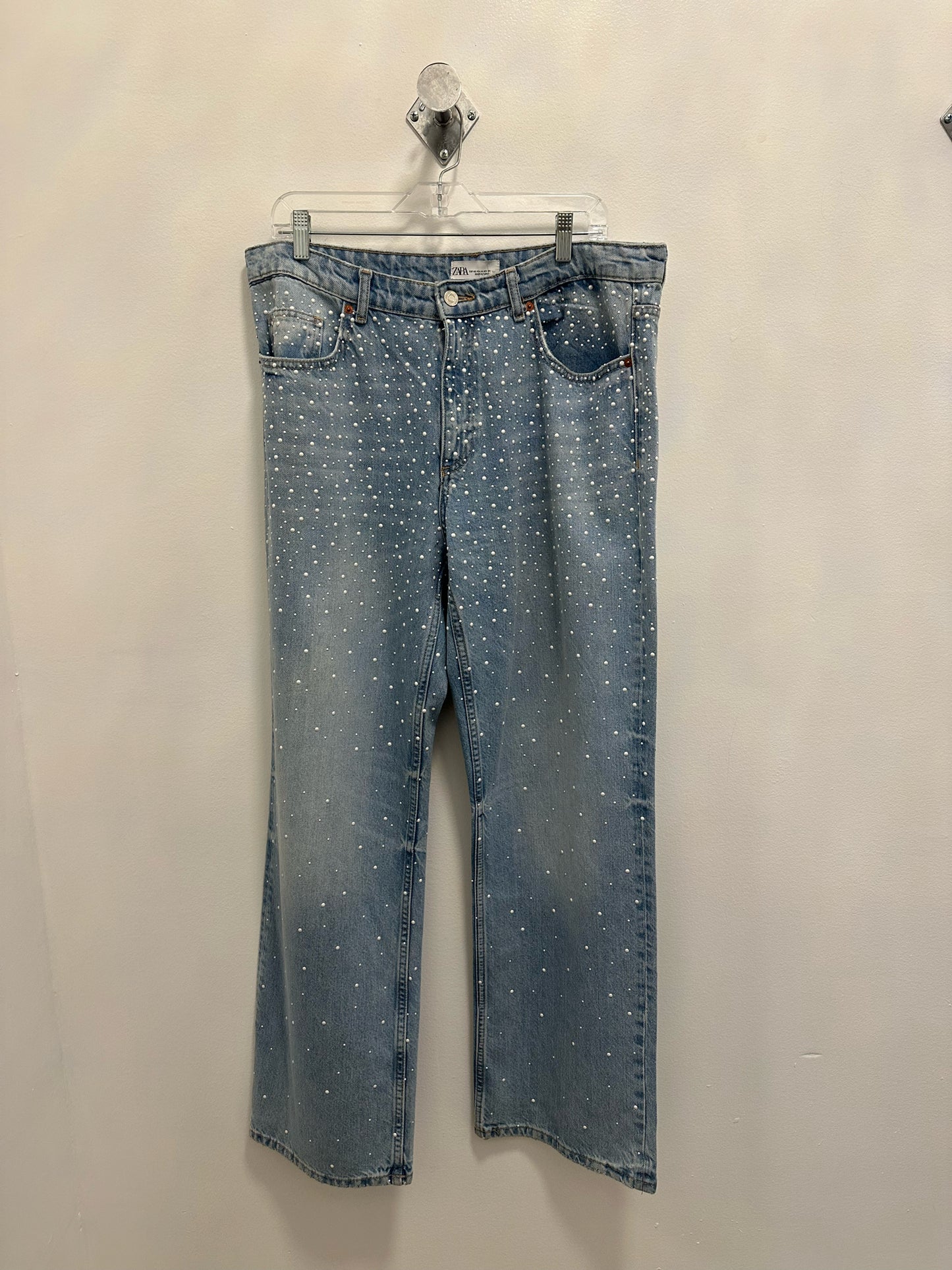 ZARA Faux Pearl Detail Jeans