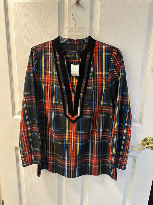 J.crew Multicolored Plaid Long Sleeve Blouse