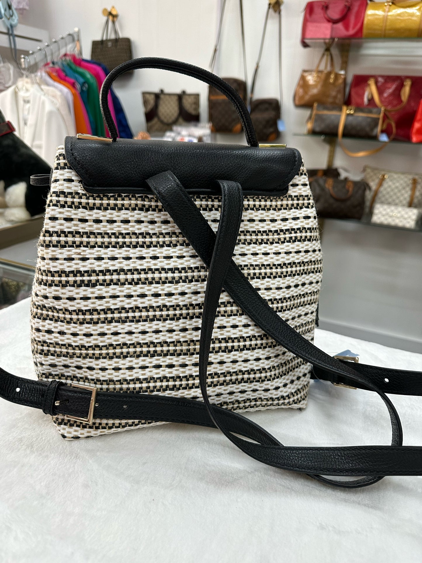 Kate Spade Black/Tan Woven Backpack