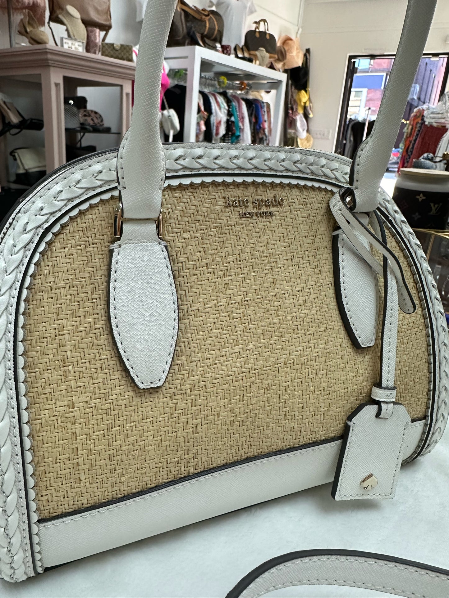 Kate Spade Reiley Leather Straw Bag