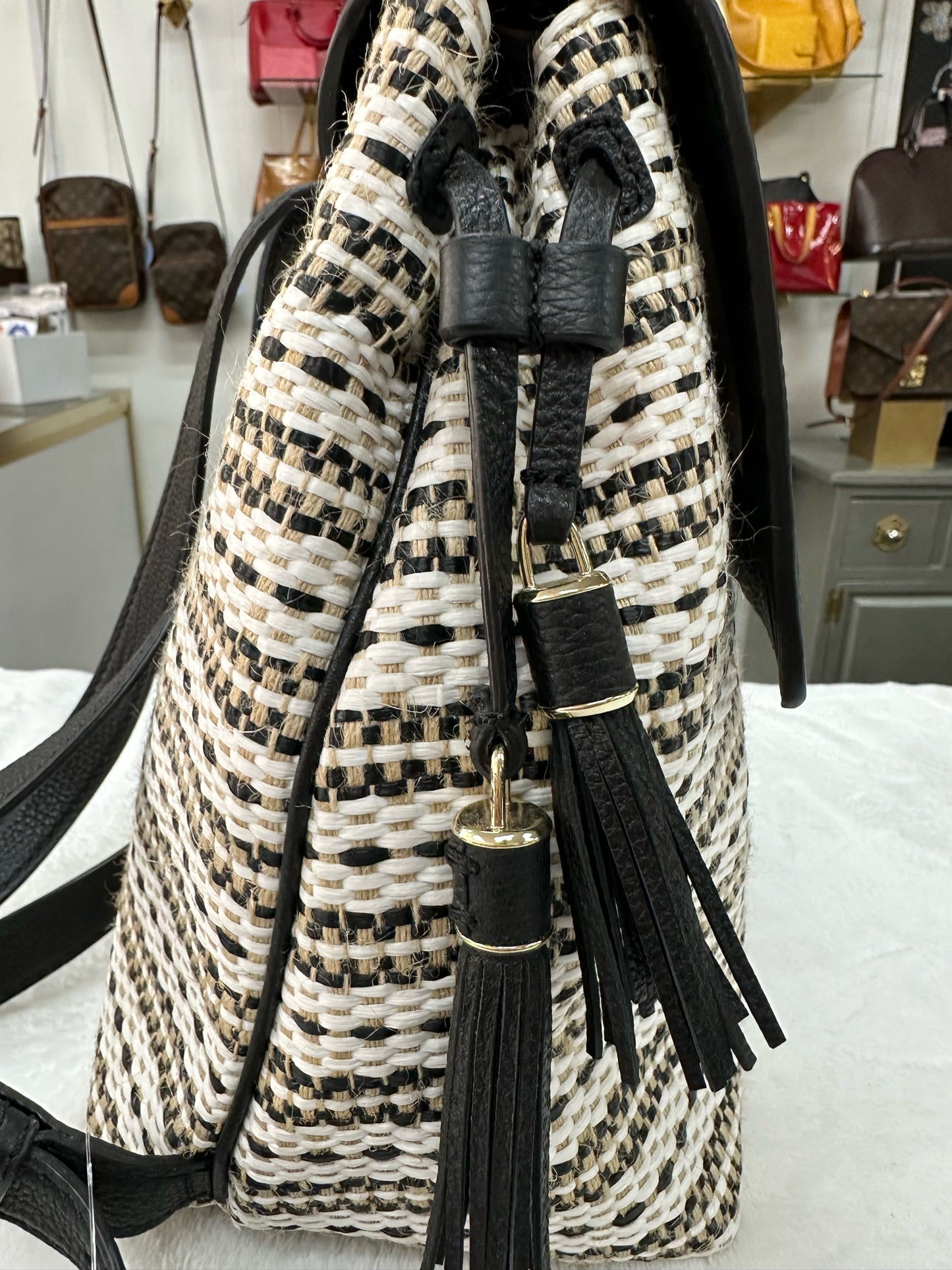 Kate Spade Black/Tan Woven Backpack