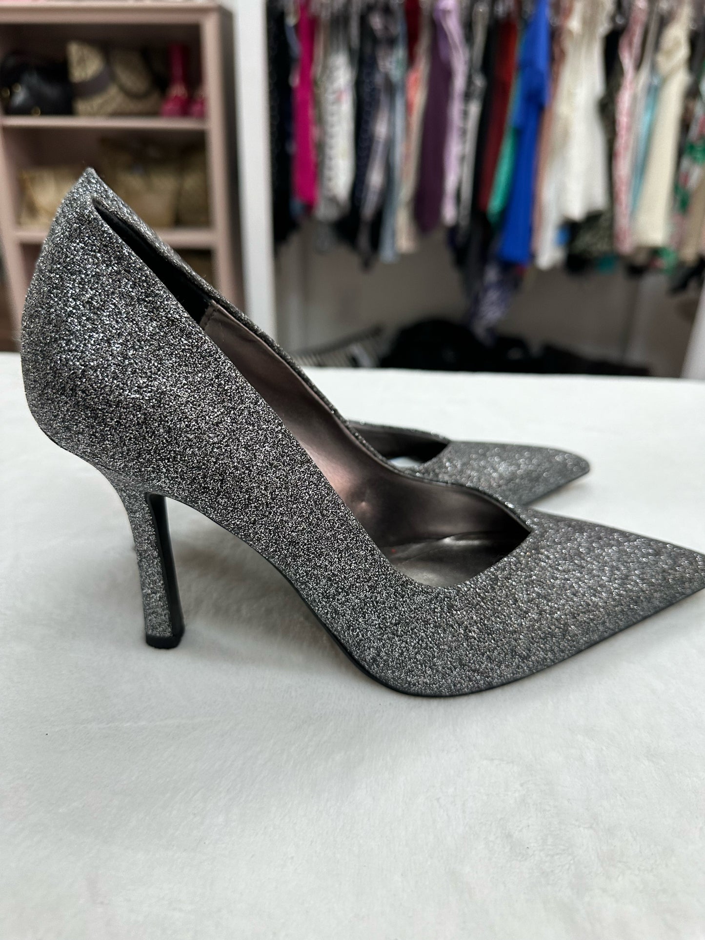 Zara Siver Glitter High Heels