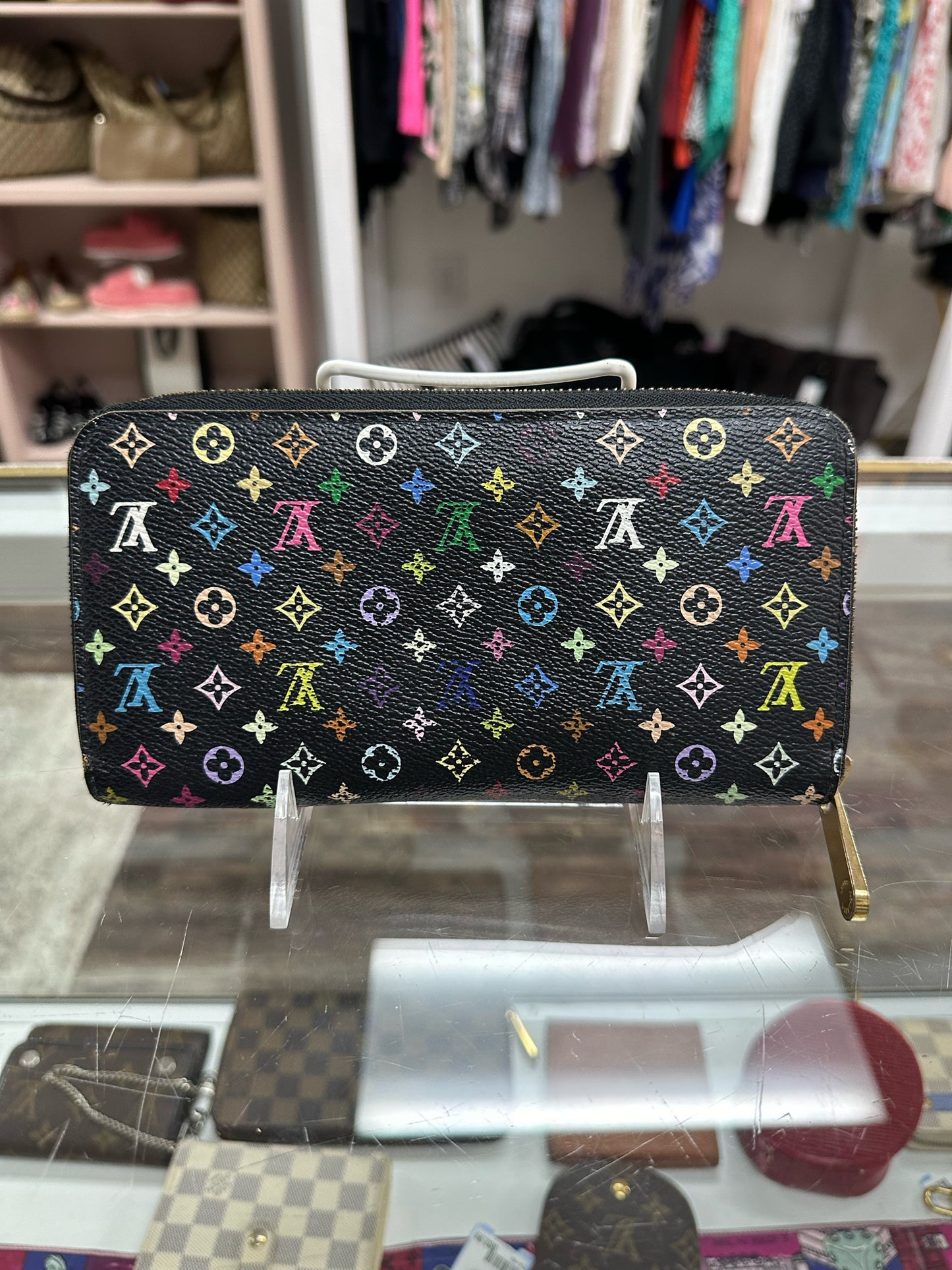 Louis Vuitton Black Multicolor Monogram Zippy Wallet