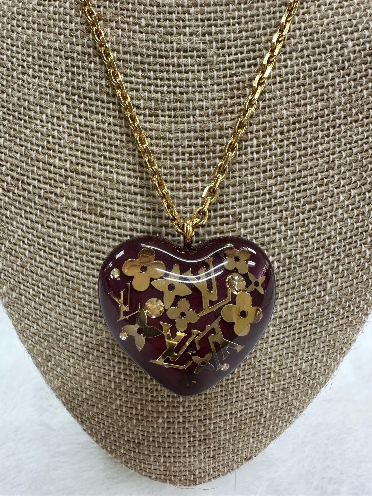 Louis Vuitton Pomme D'Amour Gold Inclusion Heart Pendant Necklace