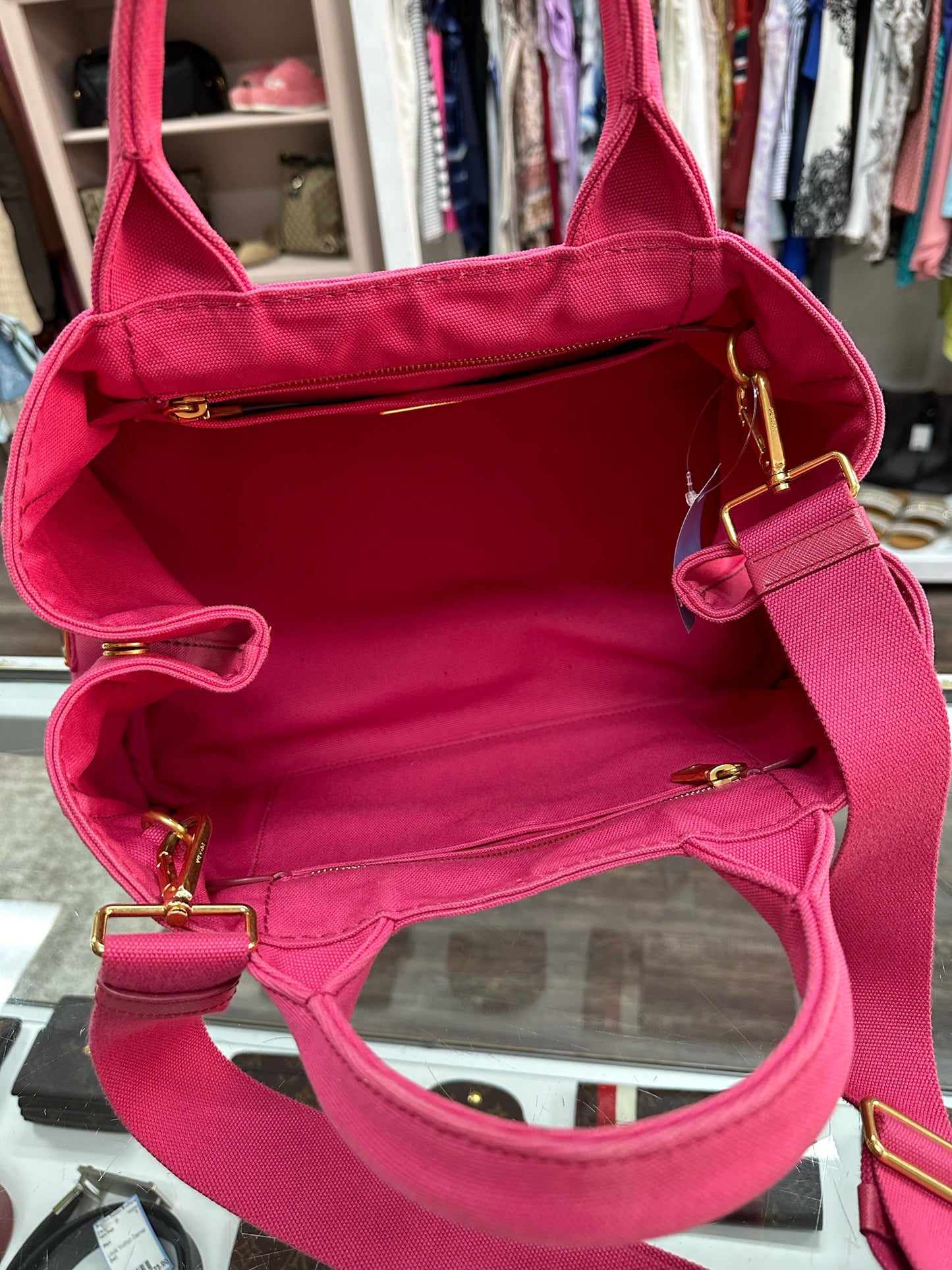 Prada Canapia Logo Tote