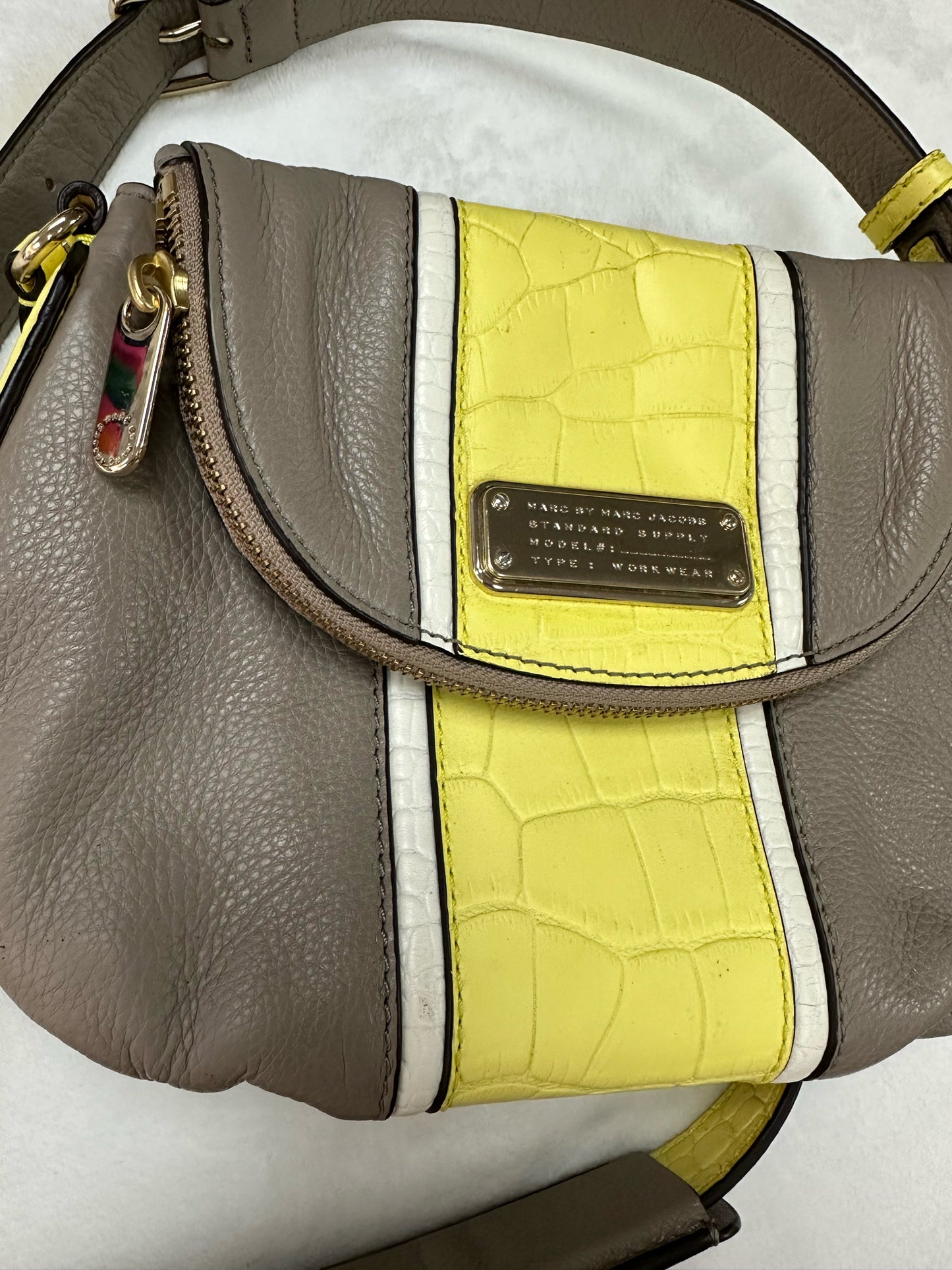 MARC JACOBS Leather Gray Yellow Crossbody NWT