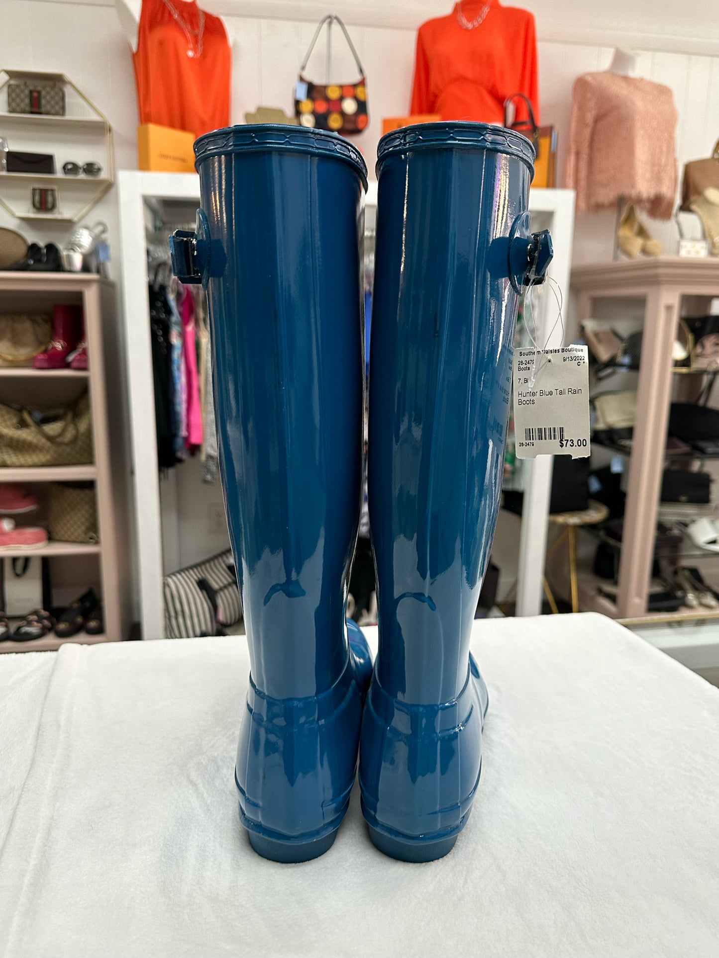 Hunter Blue Tall Rain Boots