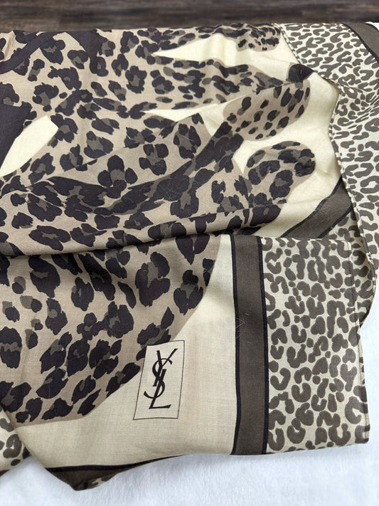 Yves Saint Laurent Leopard Beige and Brown Scarf