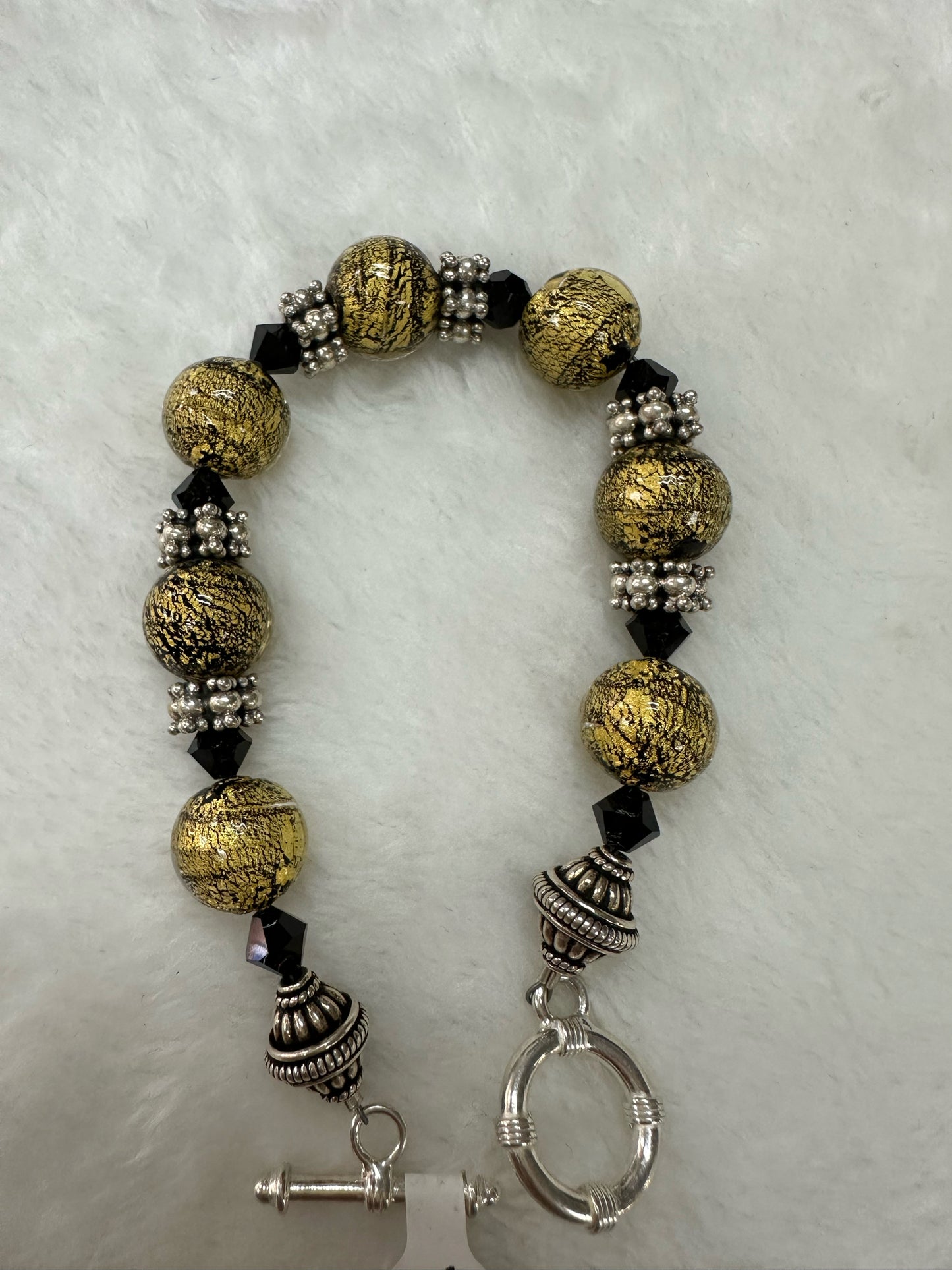 Murano Glass Black & Gold Bracelet