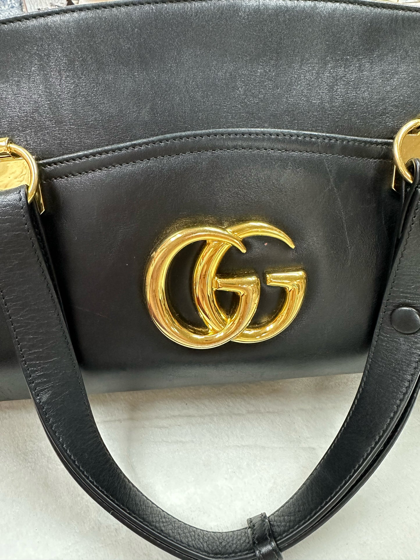 GUCCI Calfskin Arli Adjustable Black Bag