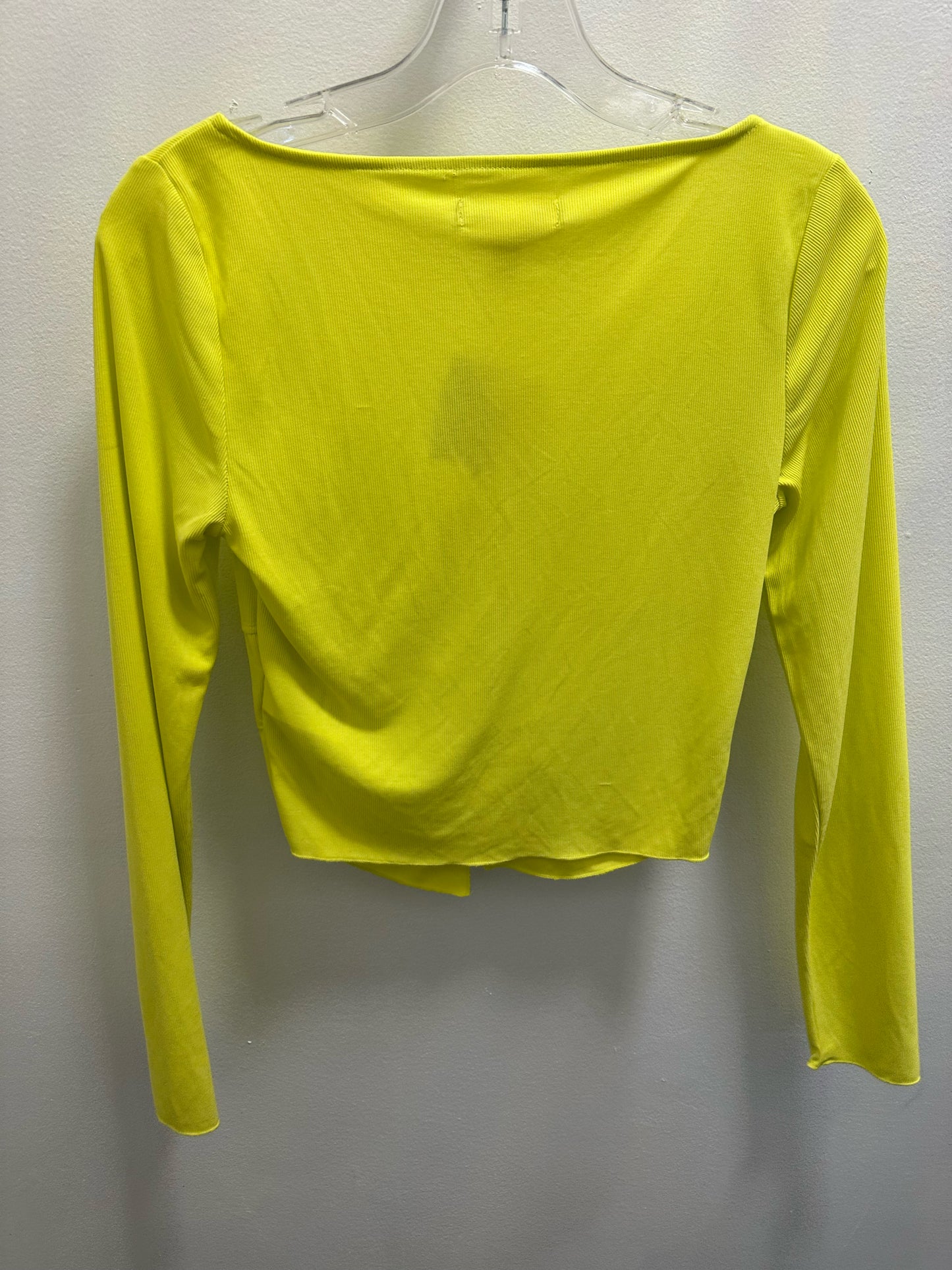 Urban Outfitters Neon Yellow Long Sleeve Tie Crop Top