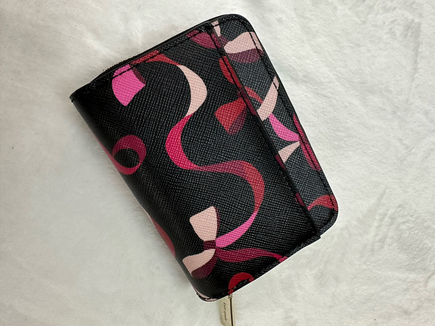 Kate Spade Black Wallet W/Red And Pink Ribbons NWT