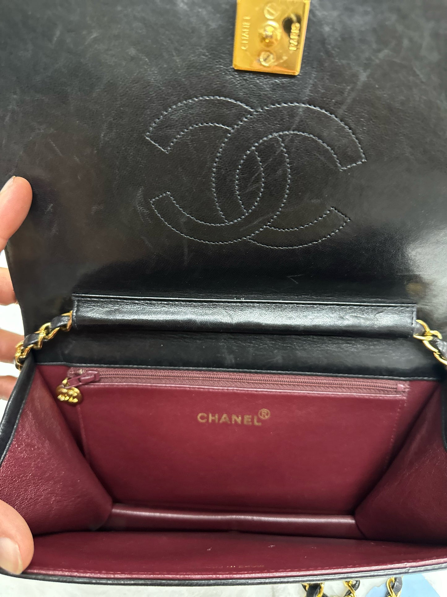 Chanel Black Lambskin Crossbody Wallet On Chain