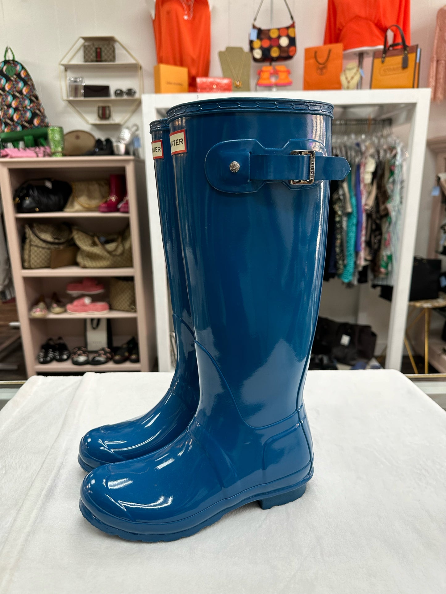 Hunter Blue Tall Rain Boots