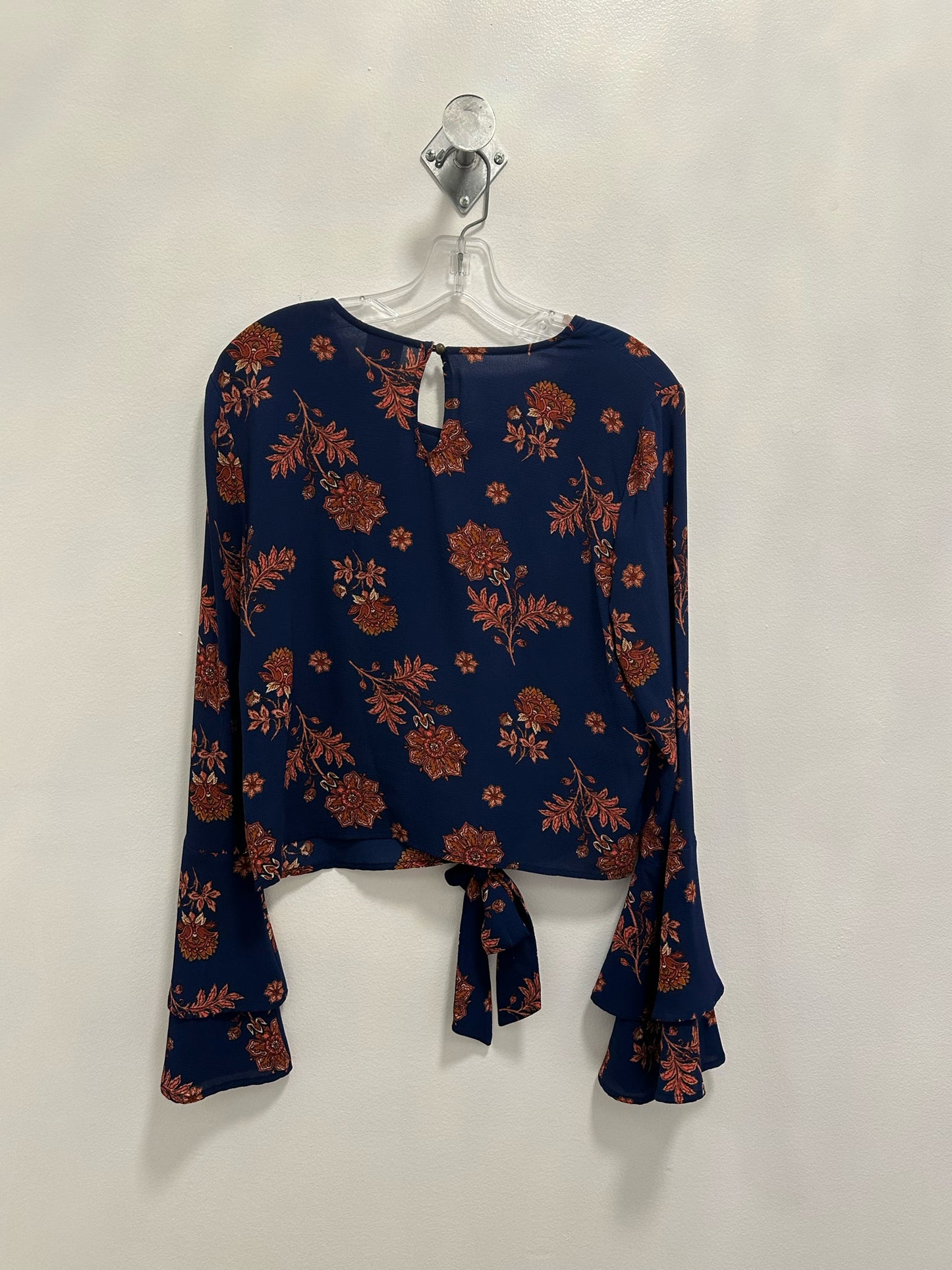 Self Esteem Navy Blue Blouse W/Orange Flowers