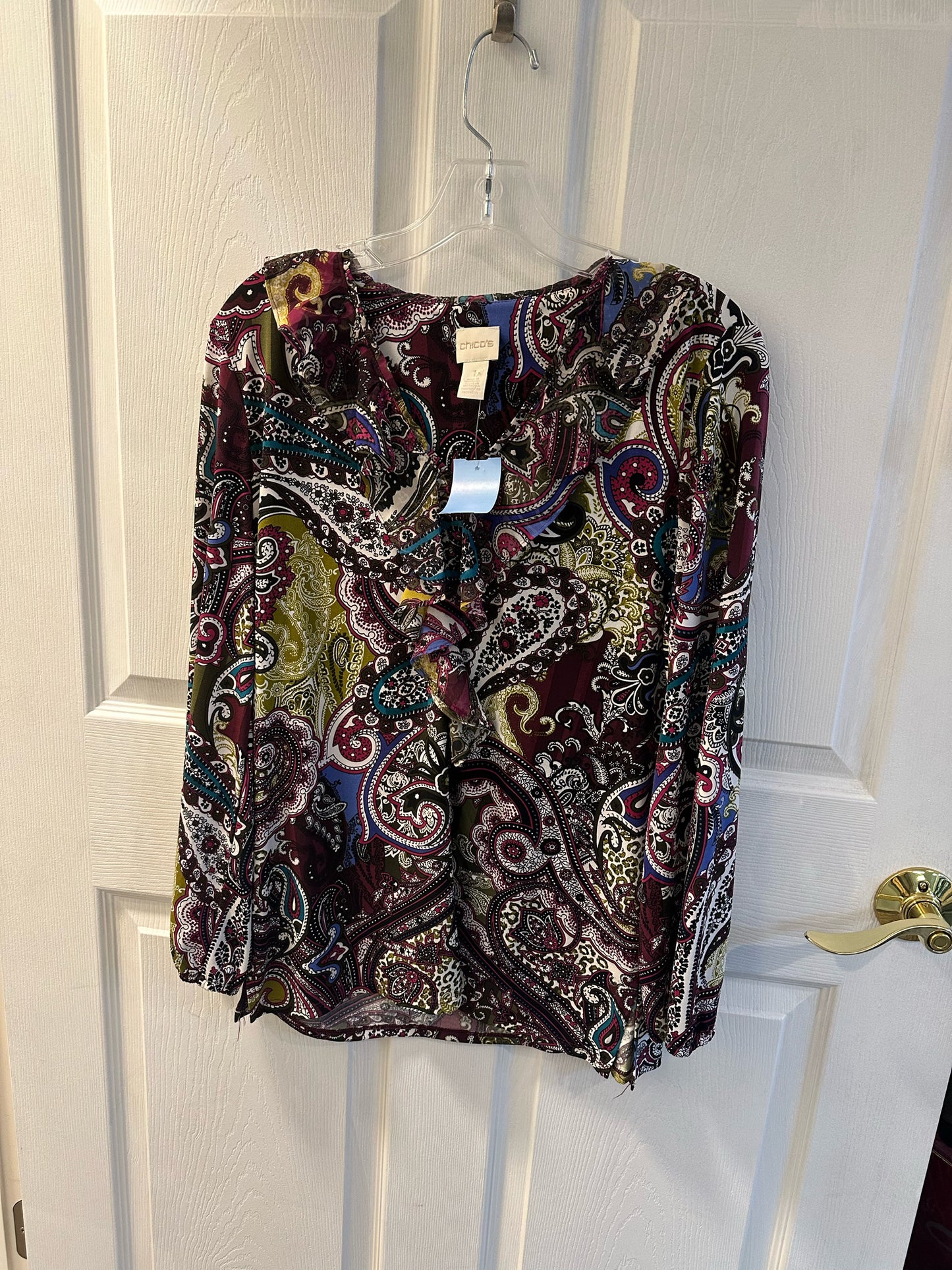 Chico's Multicolored Pattern Long Sleeve Blouse