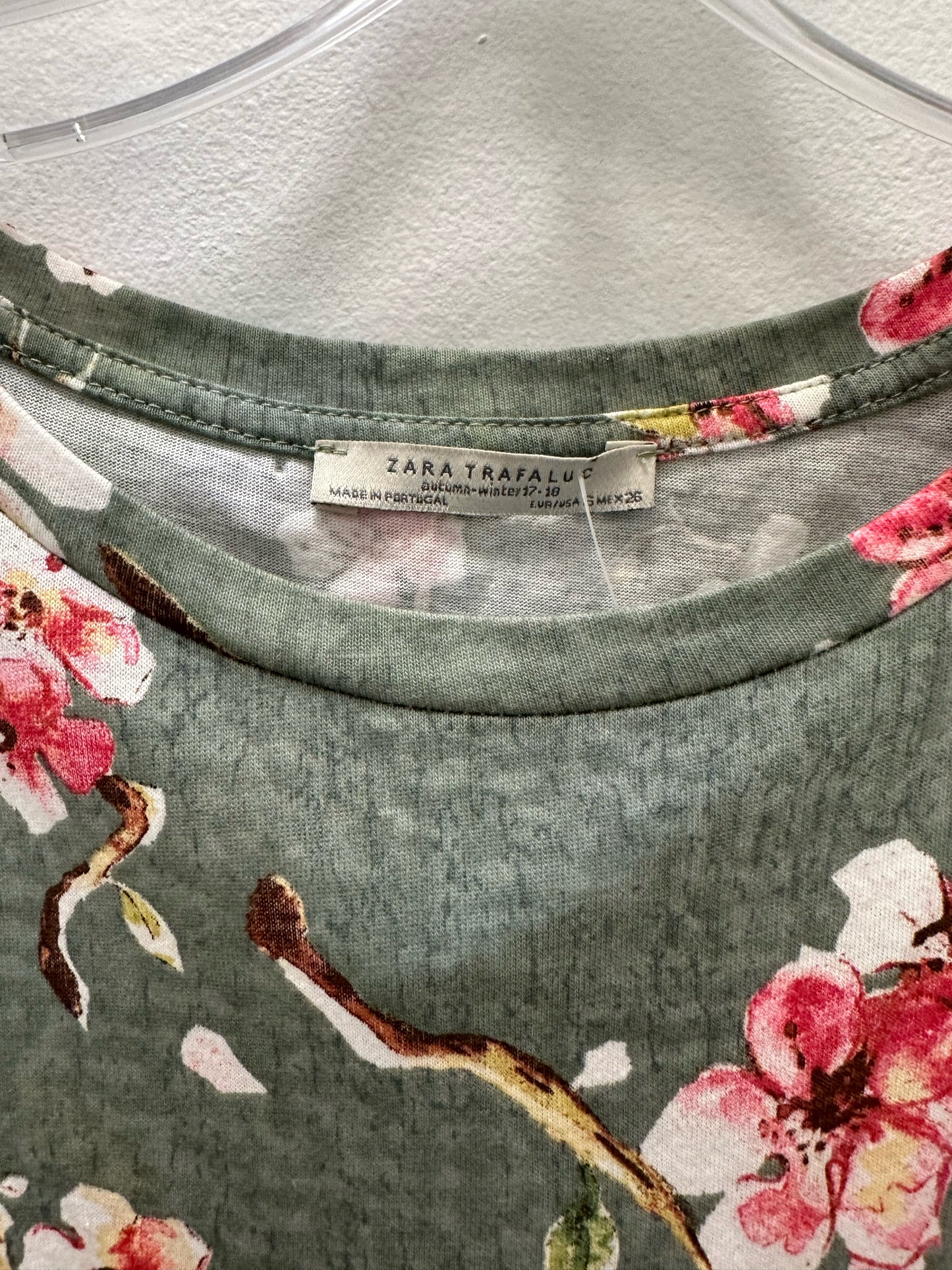 Zara Floral Tee W/ Faux Fur Pocket