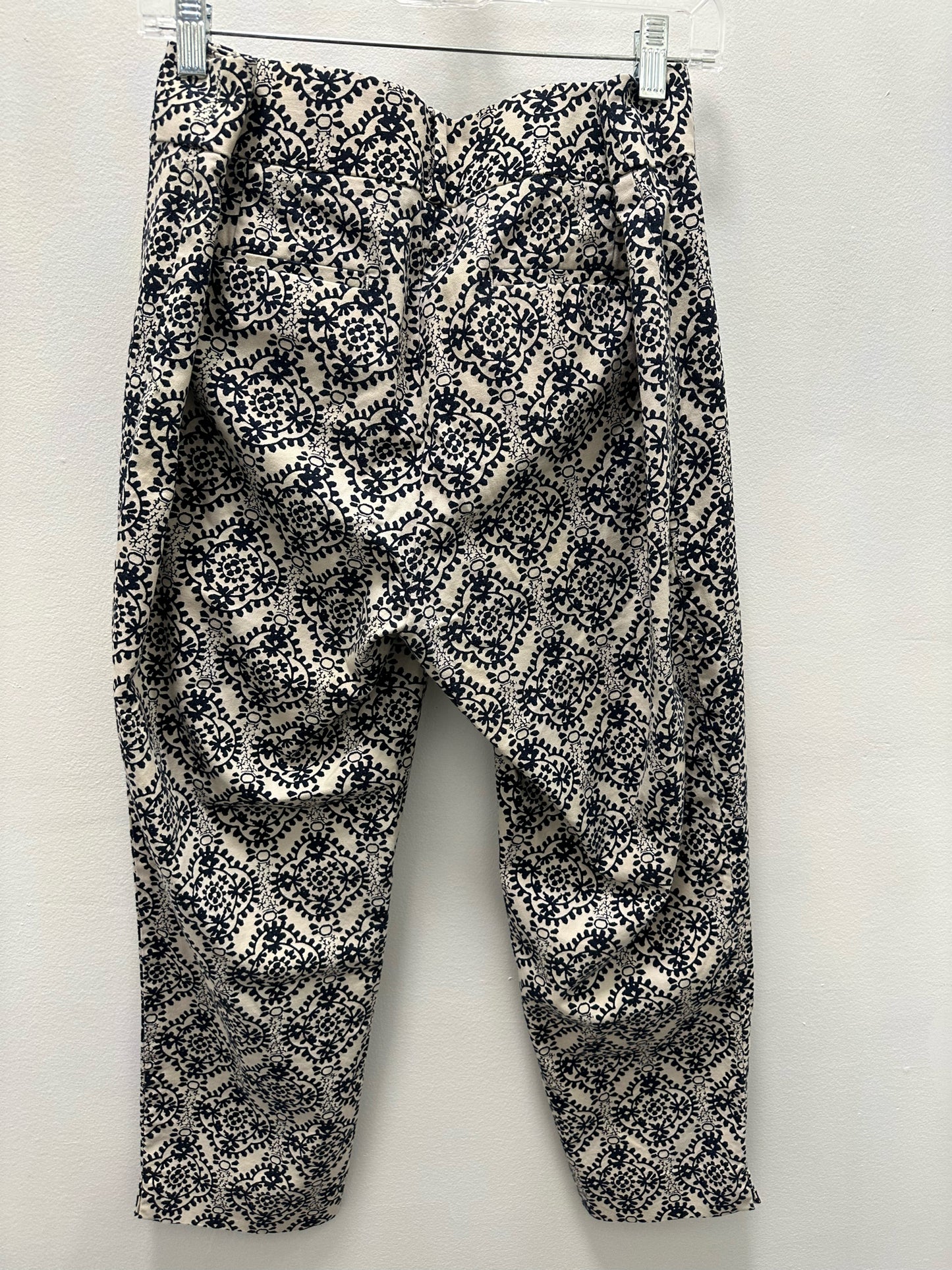 Loft Cream Pants W/ Navy Floral Designs